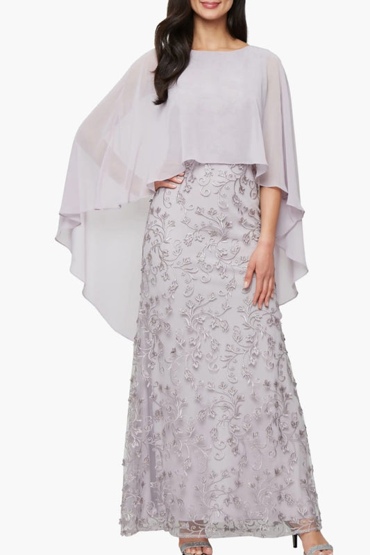 SLNY Chiffon Caplet Long Mother of the Bride Dress