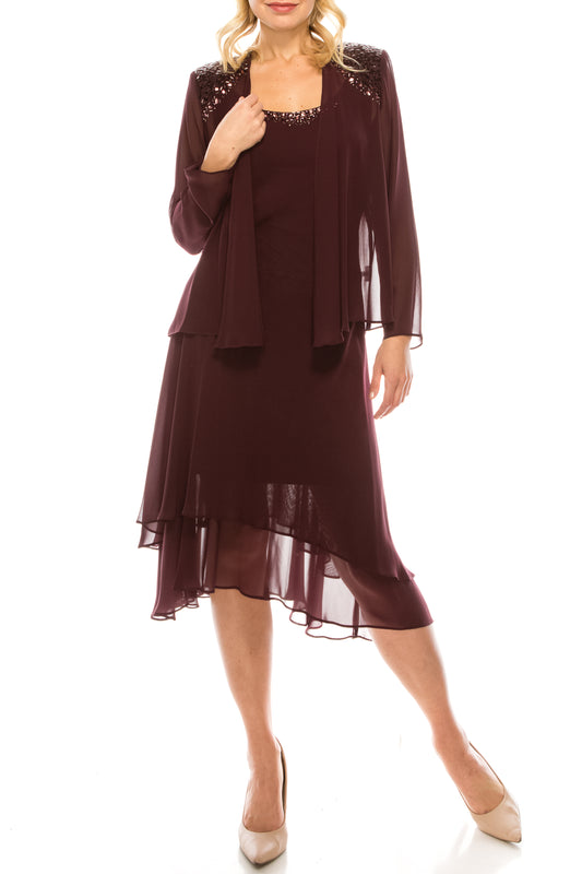 SLNY Embellished 2-Piece Evening Jacket Dress
