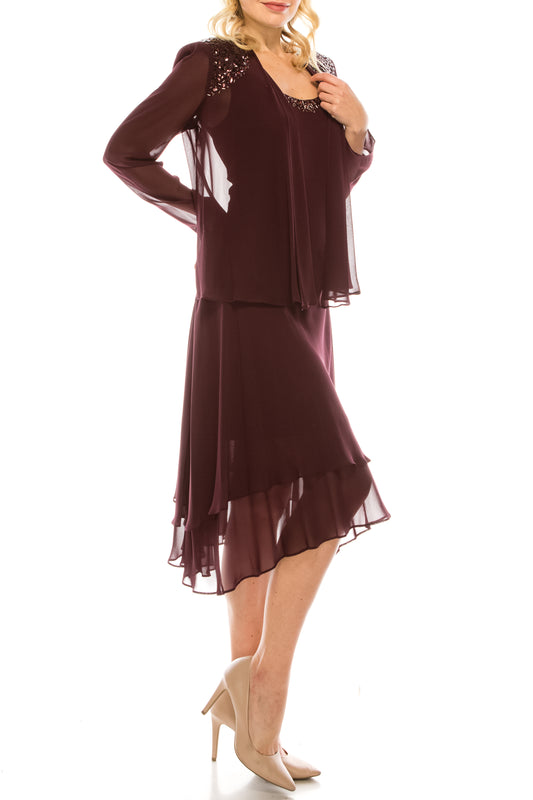 SLNY Embellished 2-Piece Evening Jacket Dress