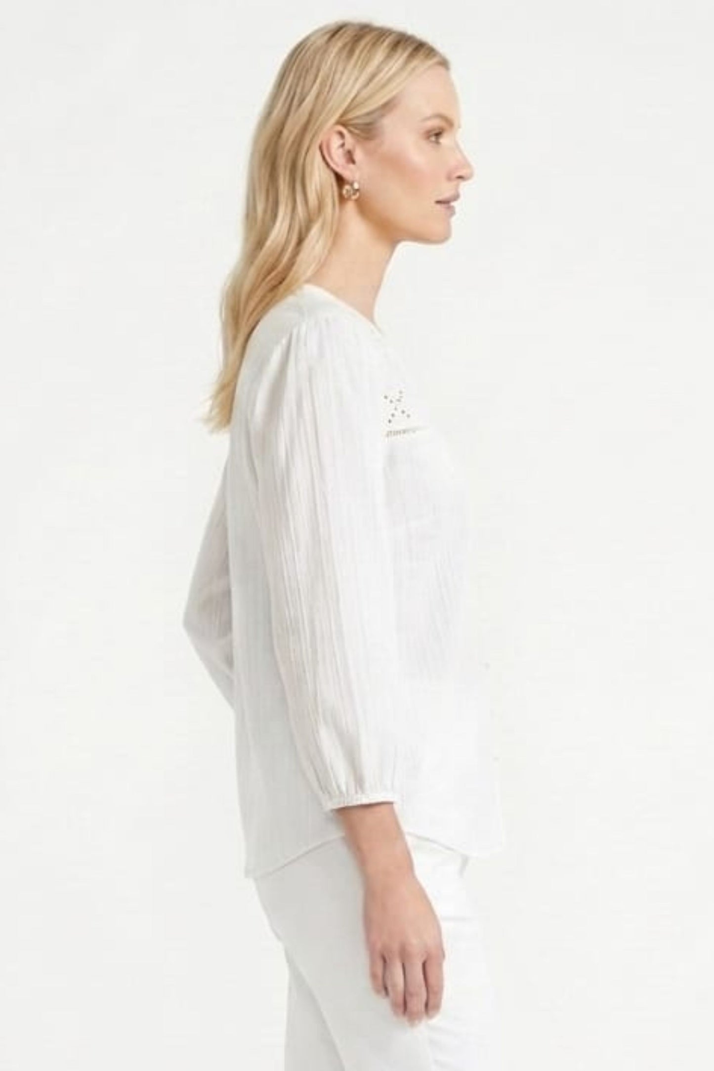 Zac & Rachel Eyelet Embroidered V-Neck Blouse