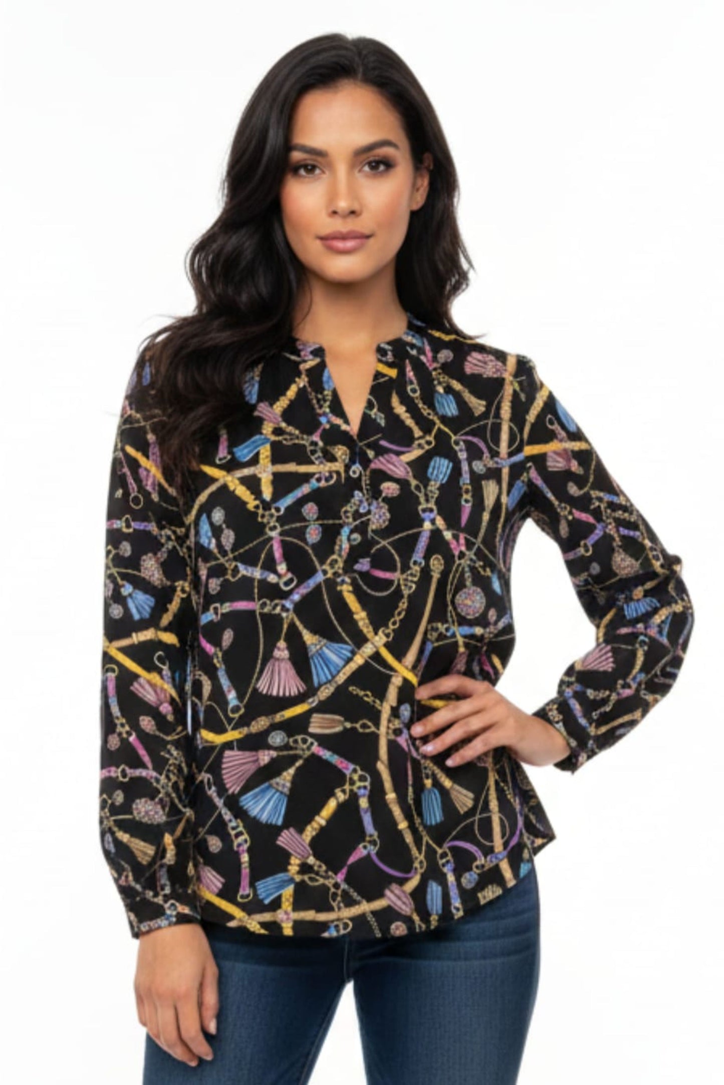 Zac & Rachel Multi Print Long Sleeve Top