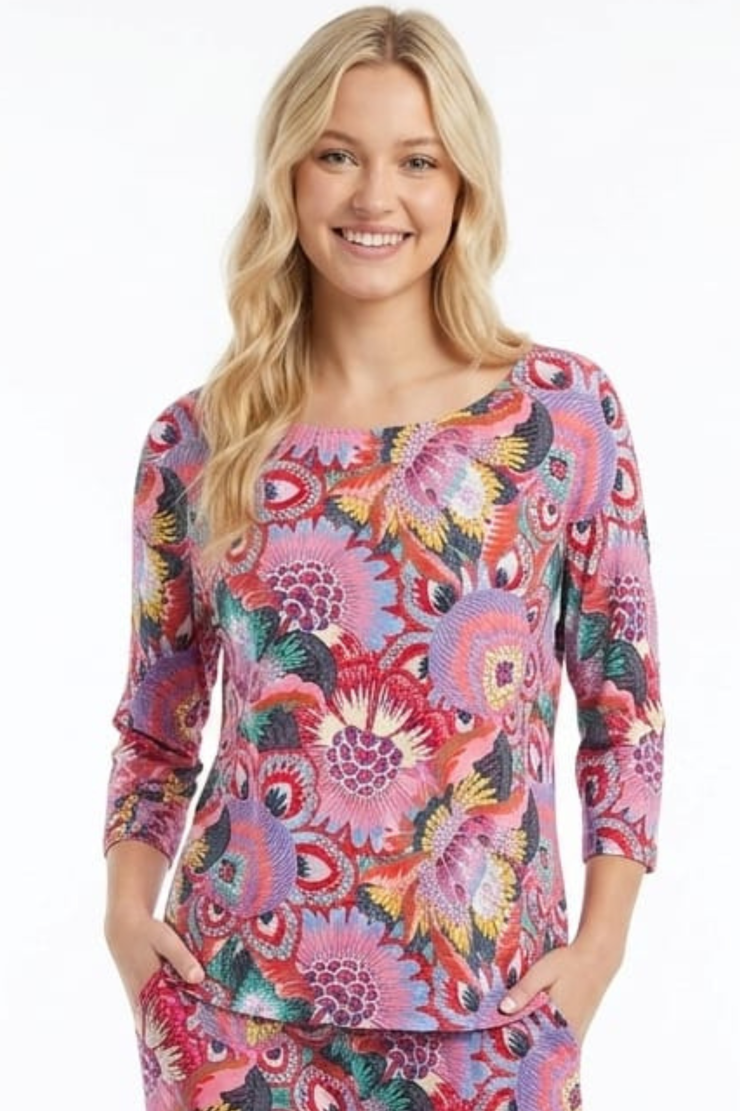 Zac & Rachel Floral Button-Sleeve Top
