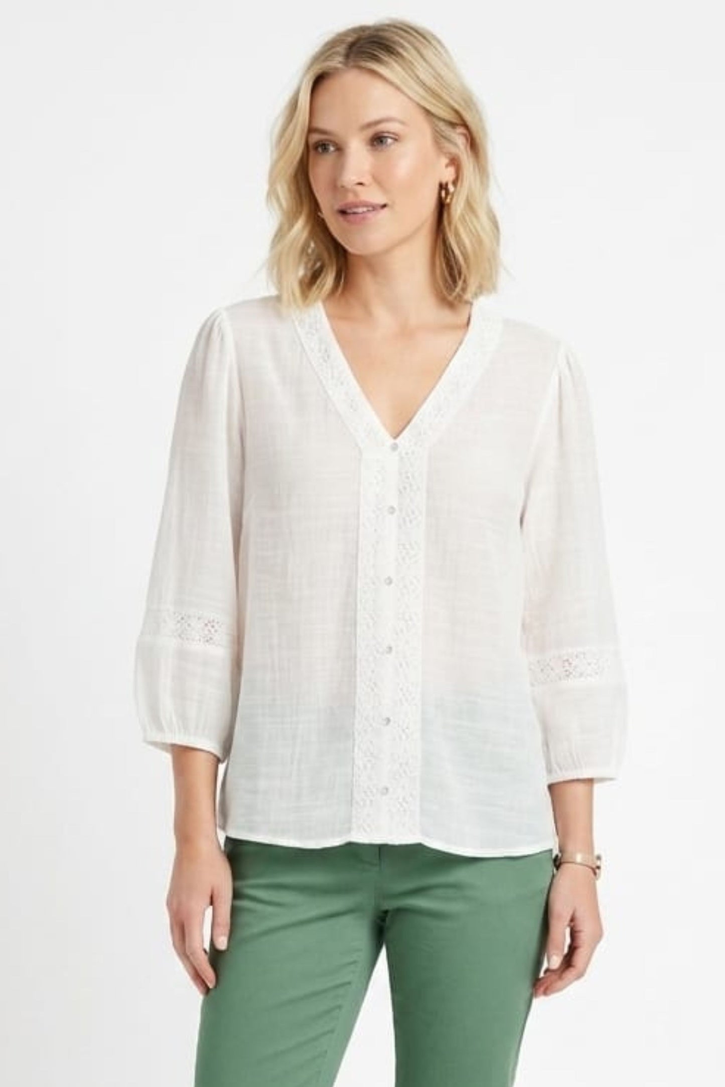 Zac & Rachel Eyelet Embroidered Pintuck Blouse