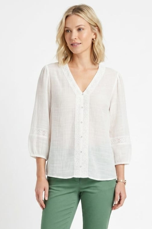 Zac & Rachel Eyelet Embroidered Pintuck Blouse