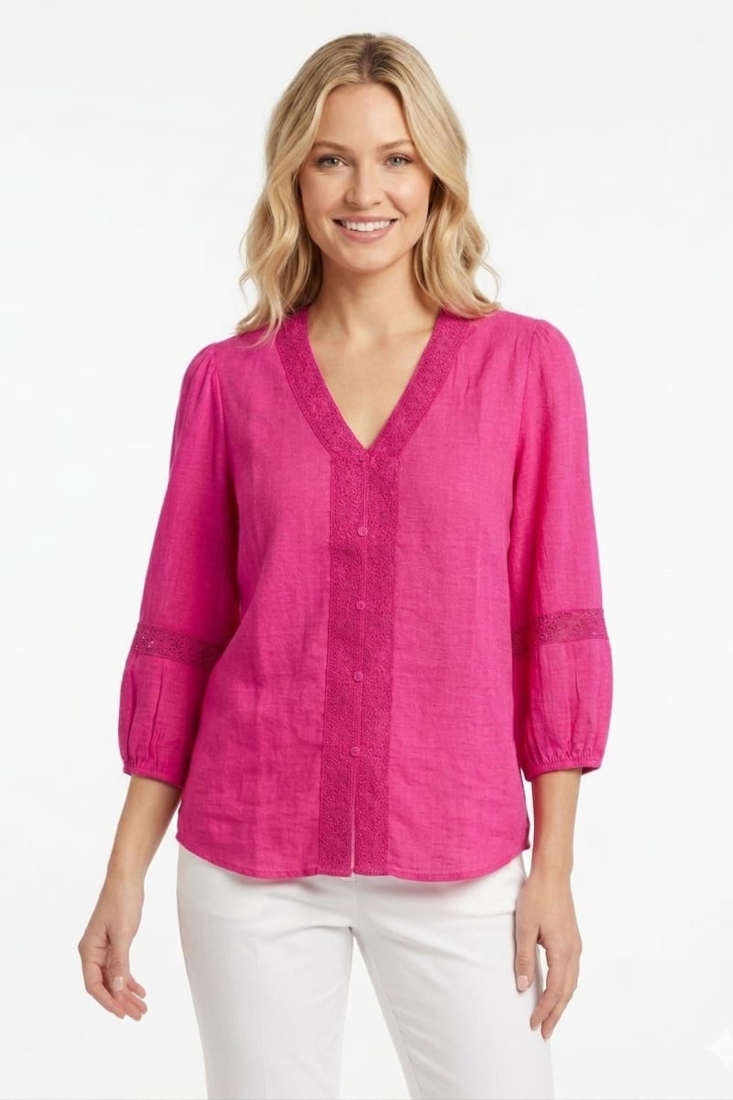 Zac & Rachel Eyelet Embroidered Pintuck Blouse