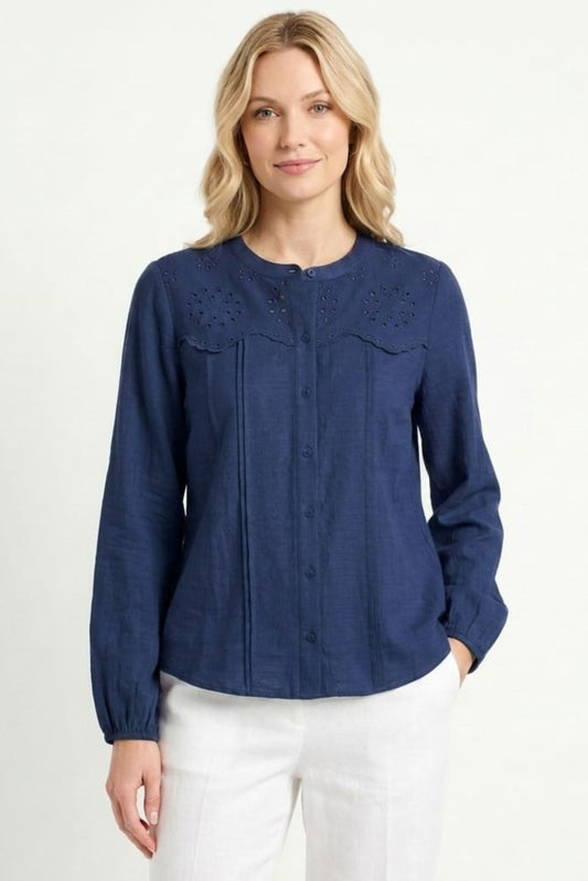 Zac & Rachel Eyelet Embroidered Pintuck Blouse