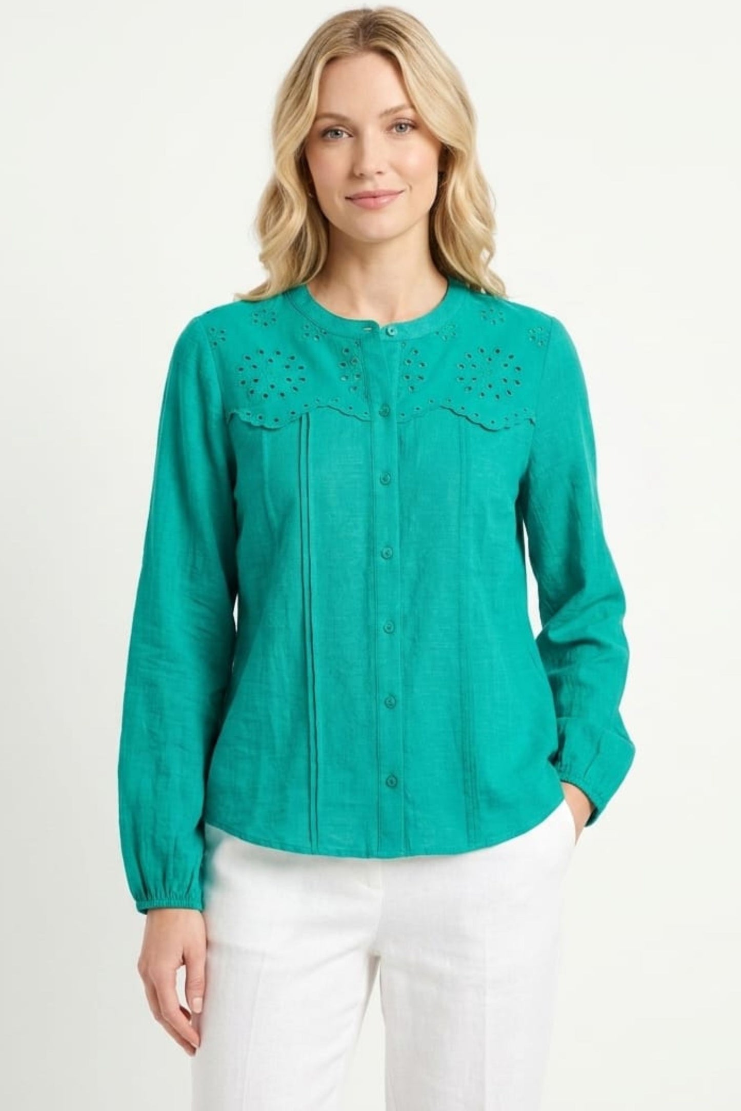 Zac & Rachel Eyelet Embroidered Pintuck Blouse