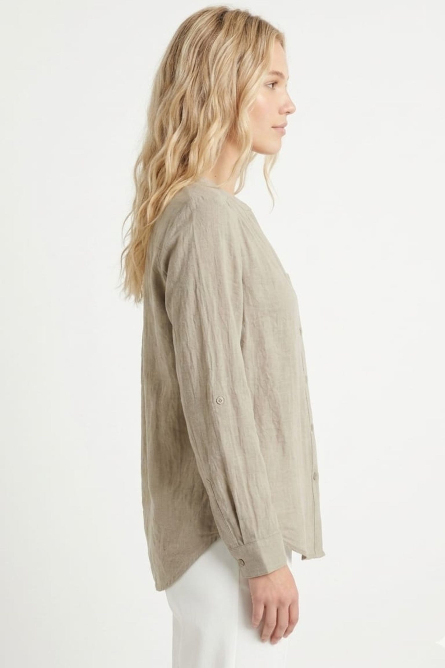 Zac & Rachel Convertible Roll-Sleeve Button-Down Blouse