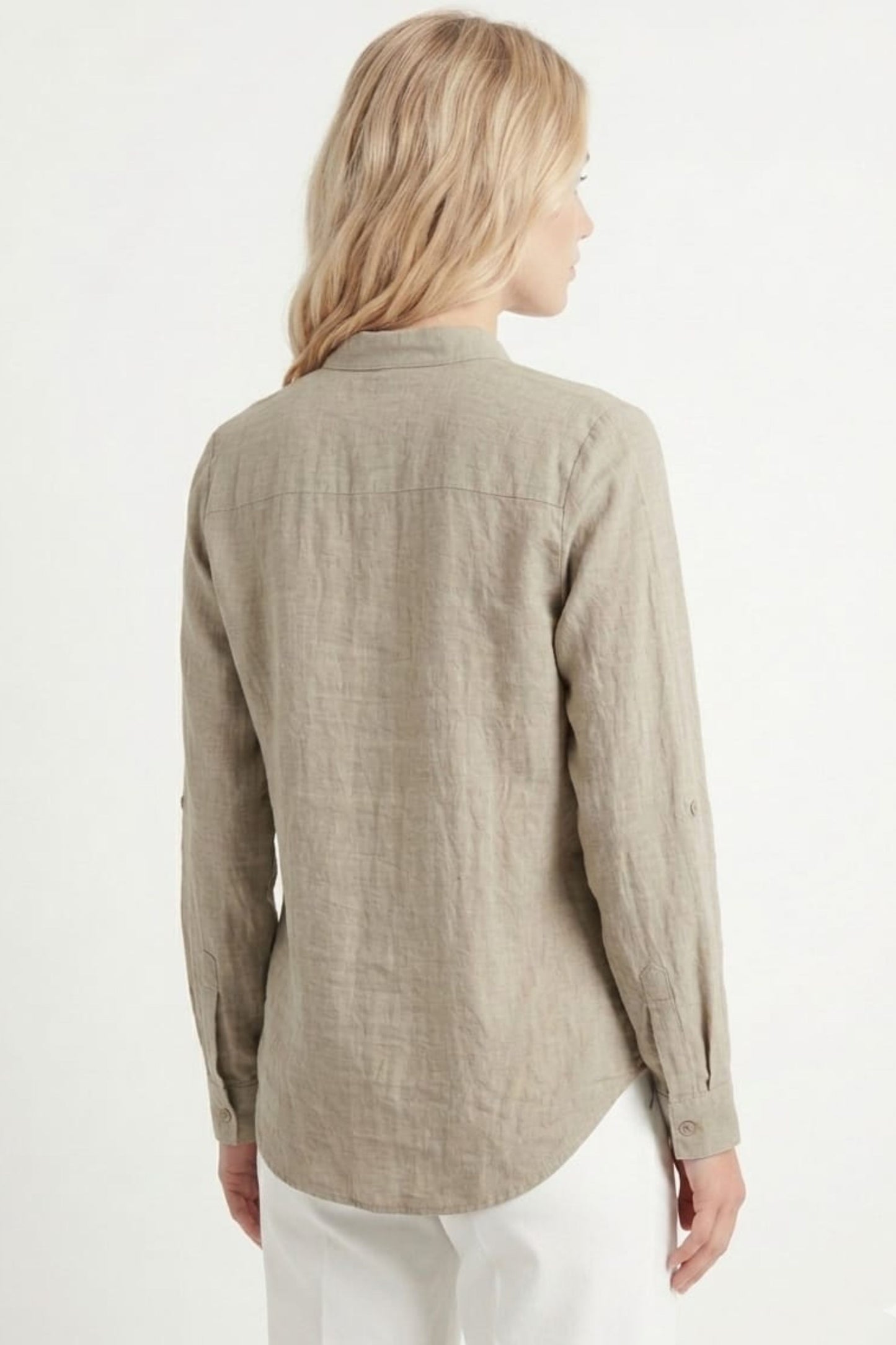 Zac & Rachel Convertible Roll-Sleeve Button-Down Blouse