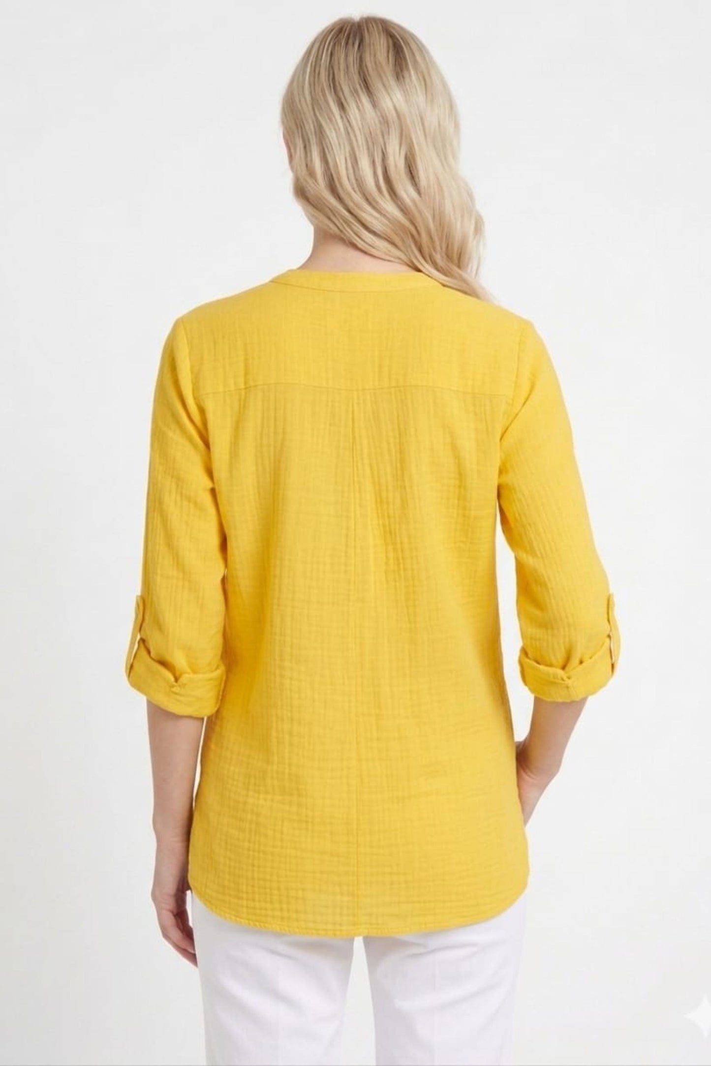Zac & Rachel Convertible Roll-Sleeve Button-Down Blouse