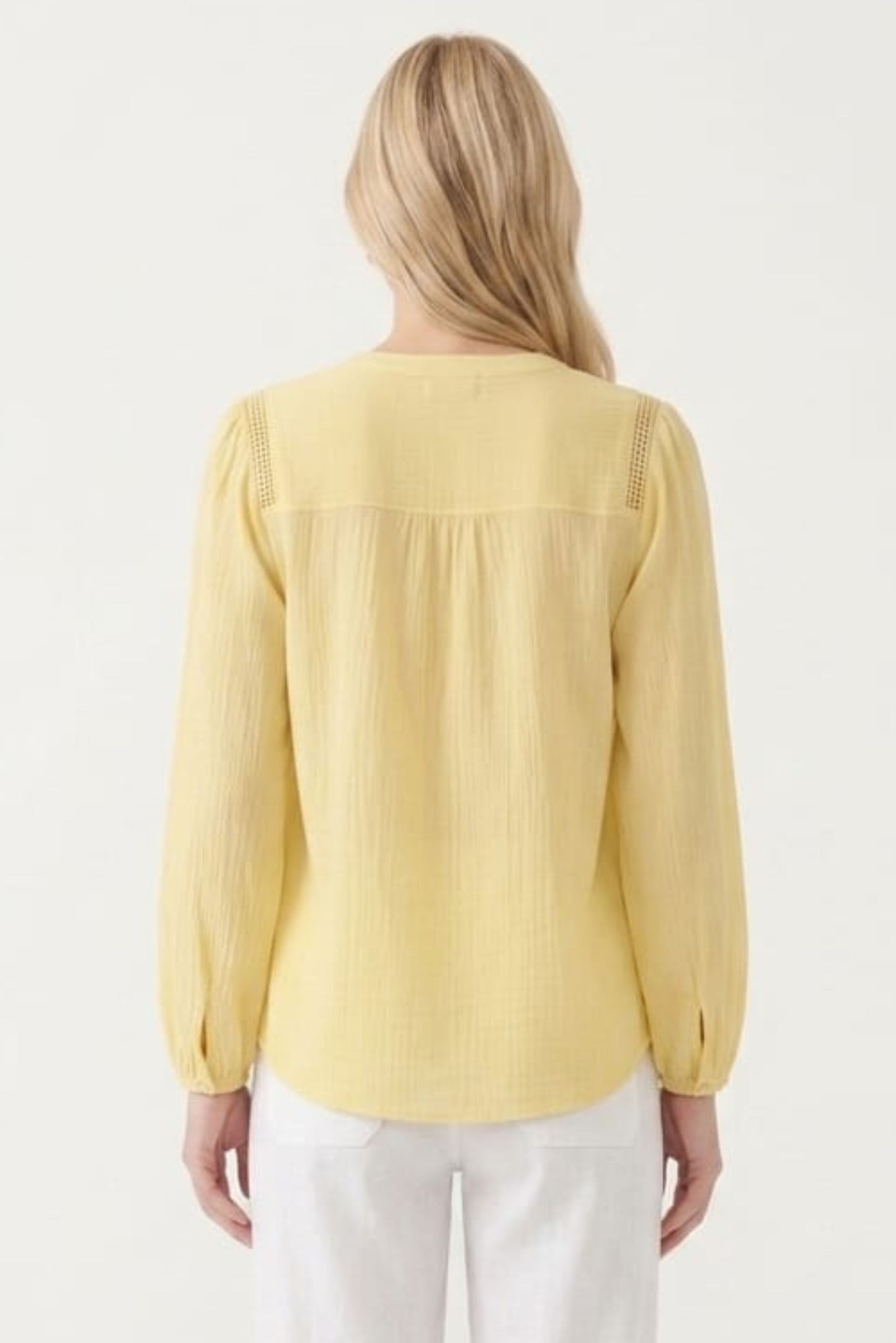 Zac & Rachel Split-Neck Crochet Trim Blouse
