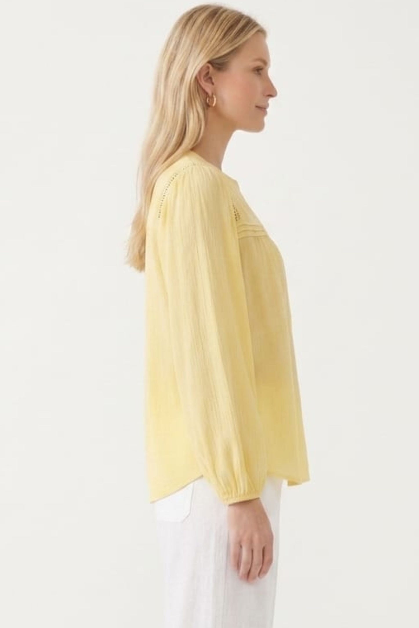 Zac & Rachel Split-Neck Crochet Trim Blouse