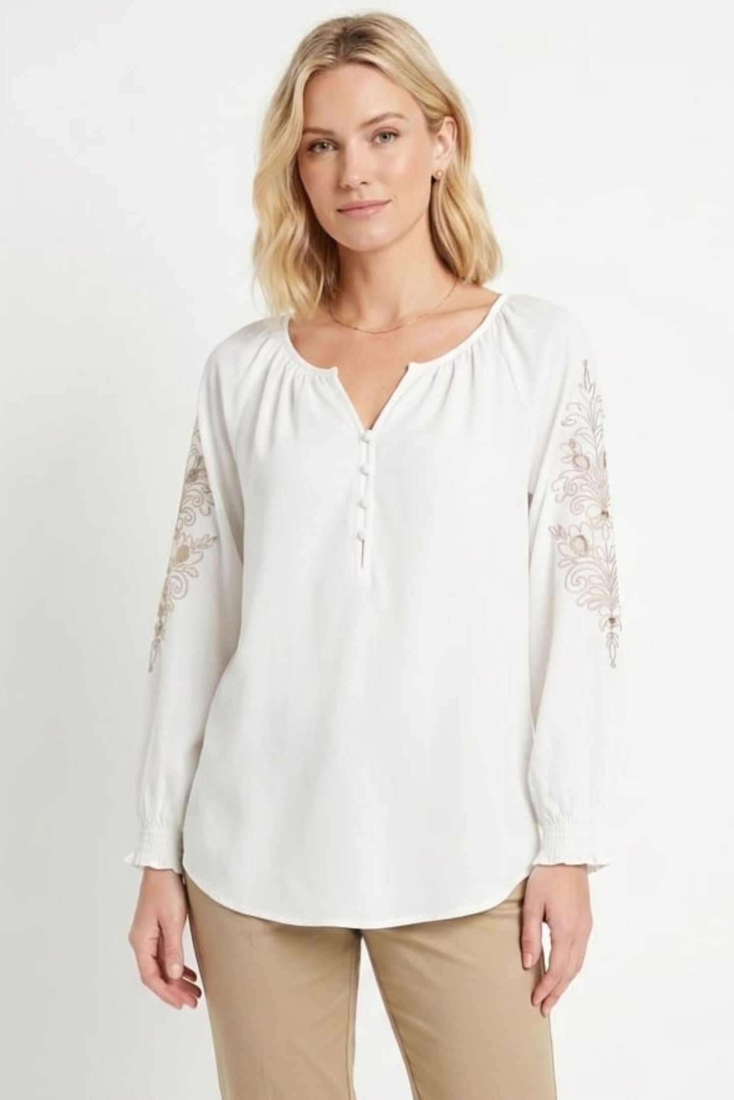 Zac & Rachel  Print Split-Neck Blouse