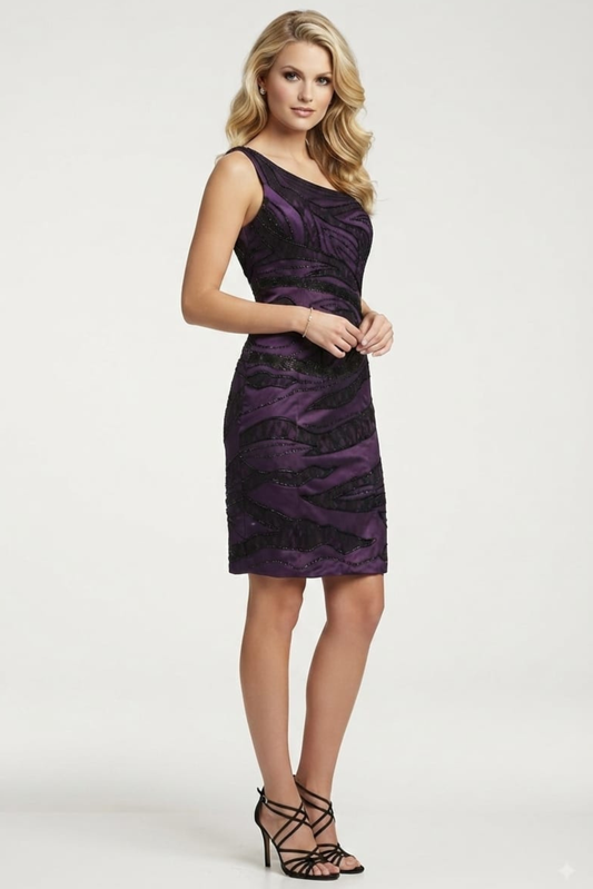 Sue Wong One Shoulder Lace Embellished Dress