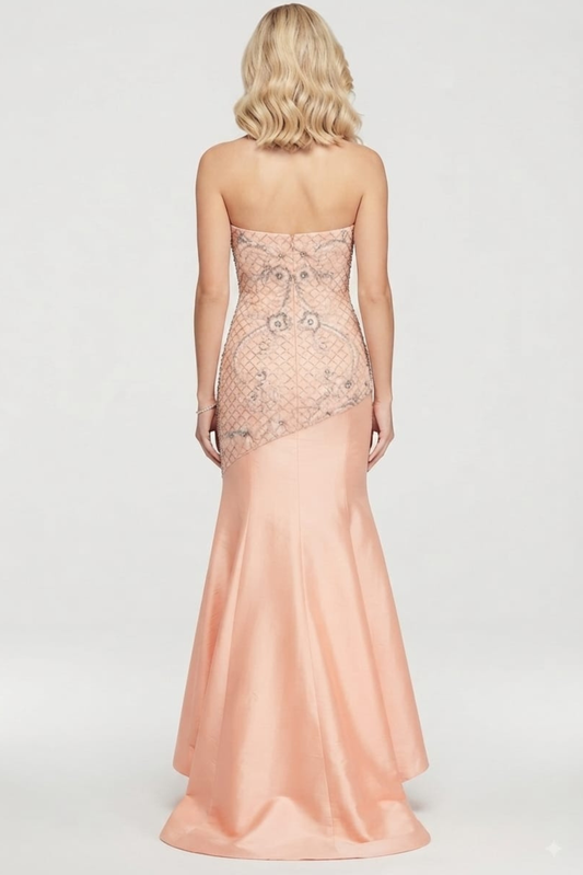 Sue Wong Strapless Floral Beaded Mermaid Dress