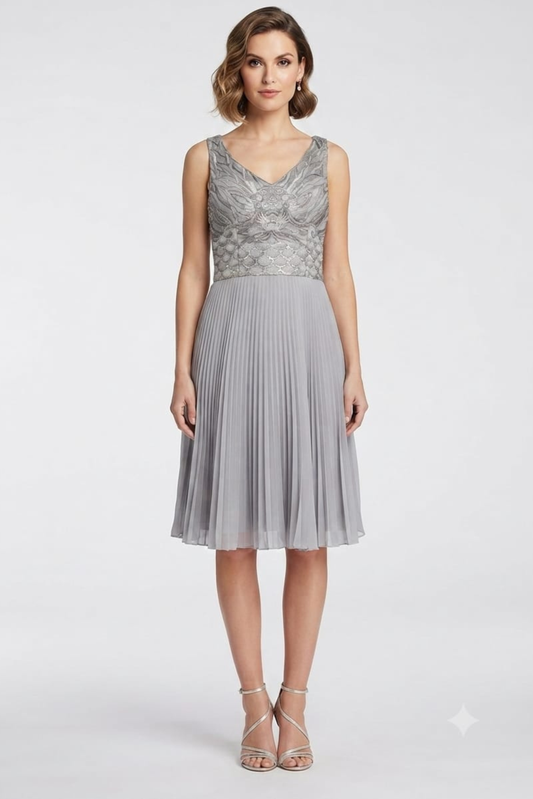 Sue Wong Sleeveless Embellished Accordion Dress