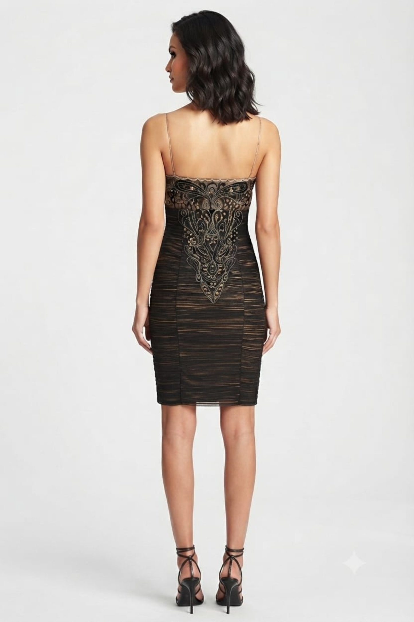 Sue Wong Embroidered & Sequin Strapless Mesh Dress