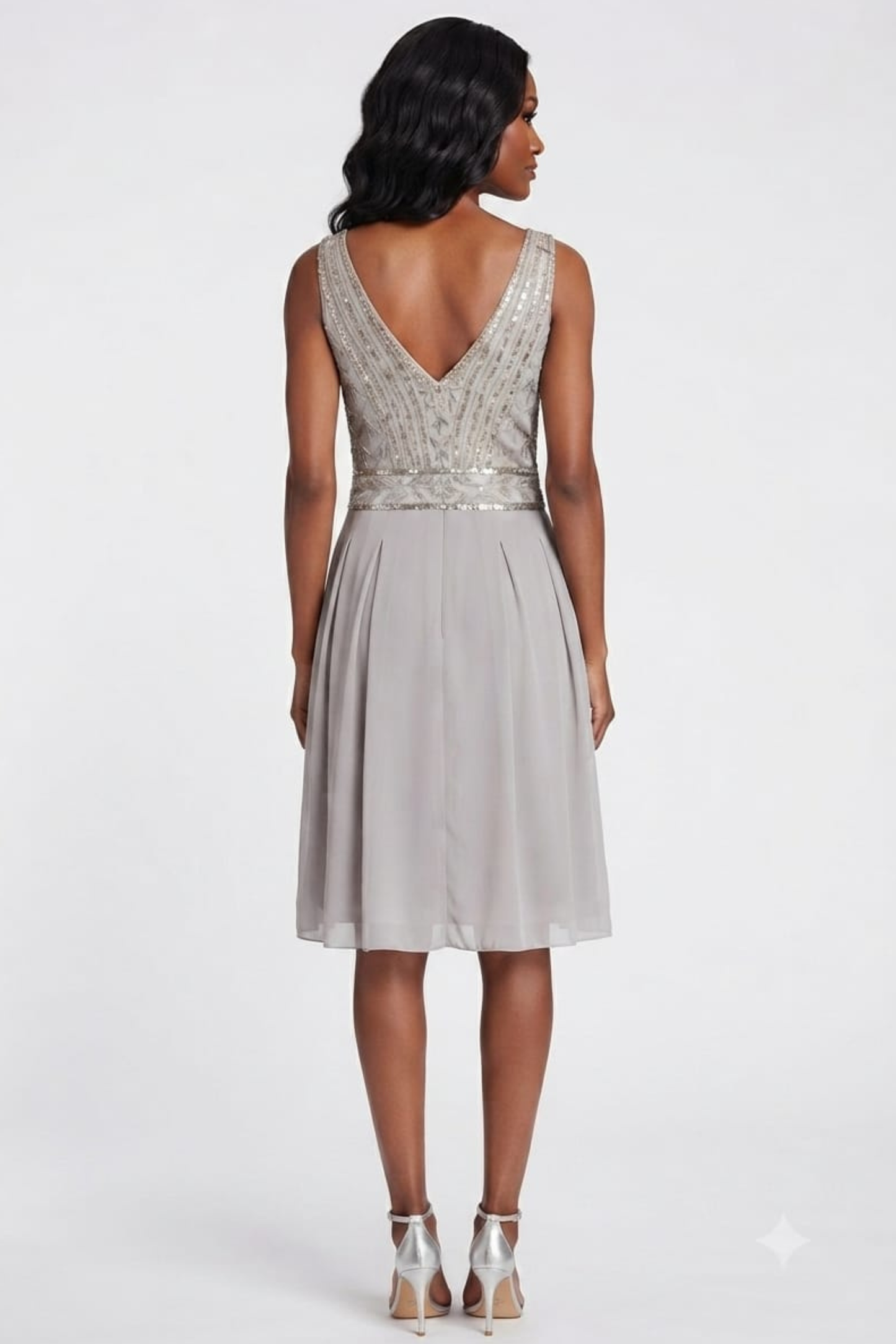 Sue Wong Sleeveless Beaded Bodice Pleated Dress
