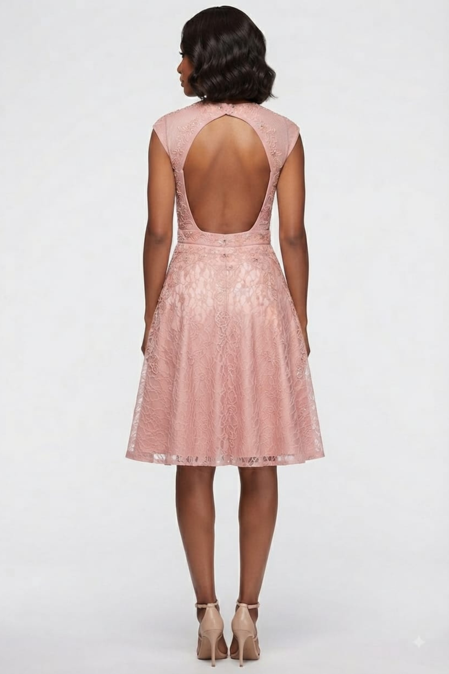 Sue Wong Cap Sleeve Cutout Back Floral Party Dress