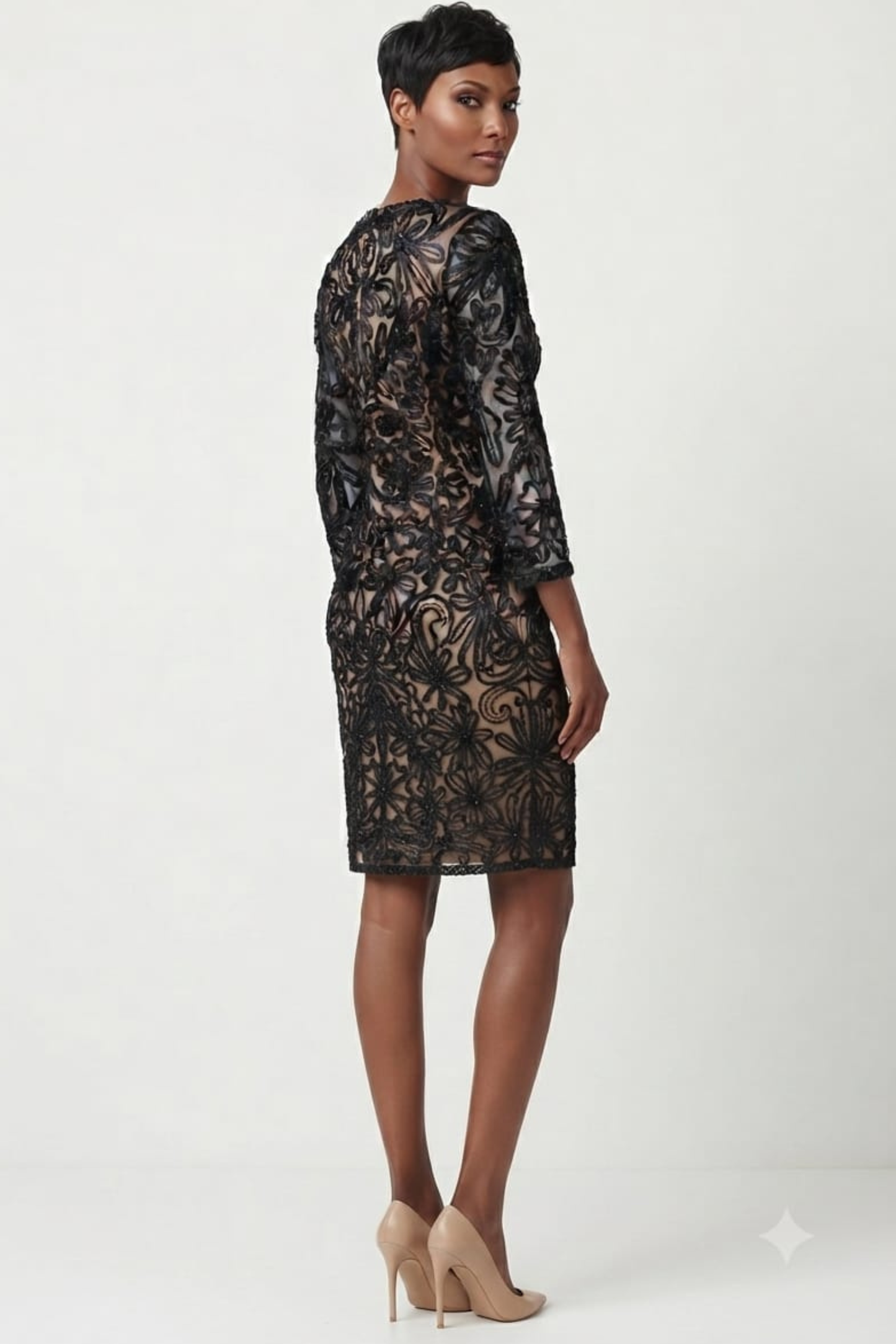 Sue Wong Soutache Embroidered Short Evening Dress
