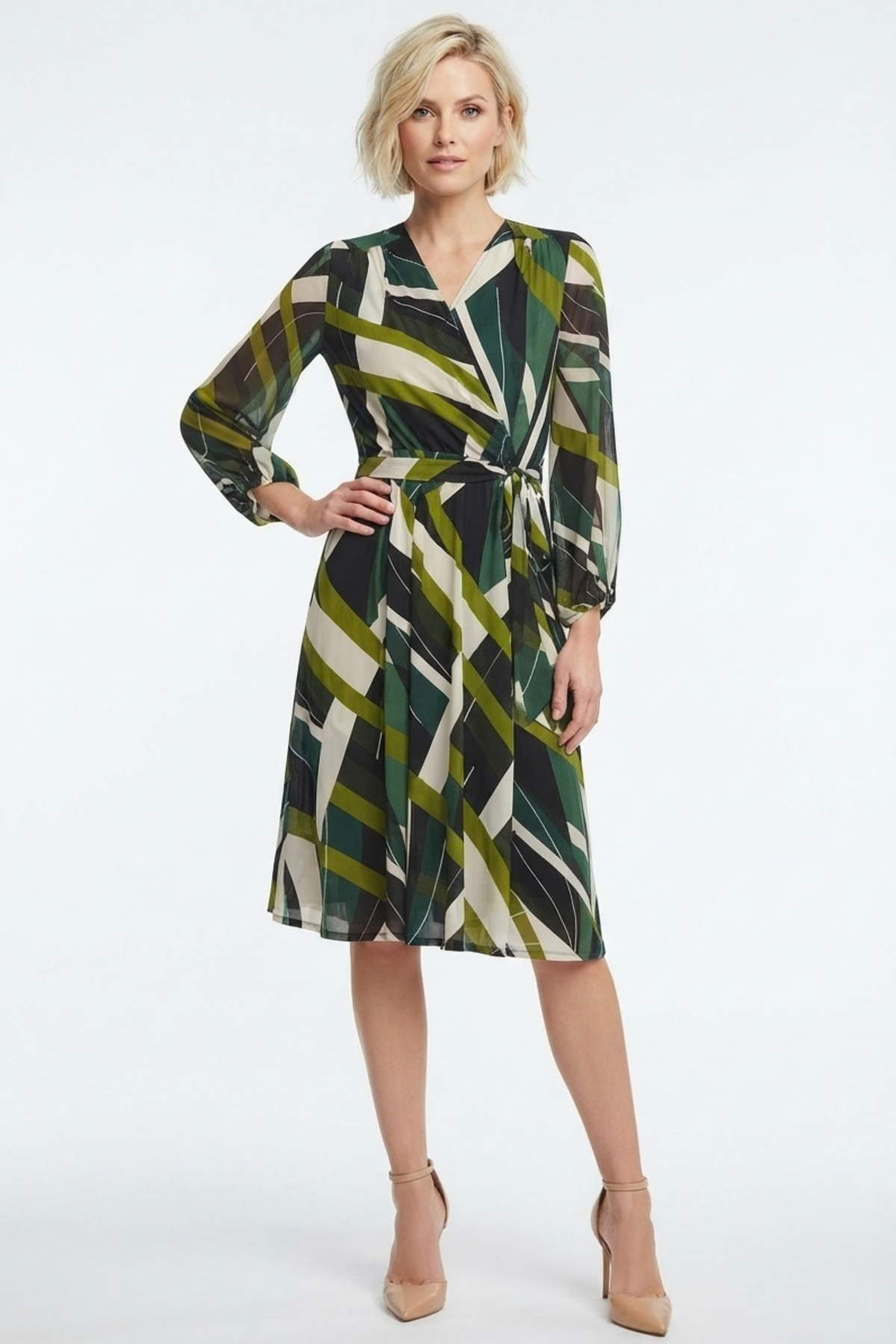 Sandra Darren Multi Color Abstract A-Line Dress