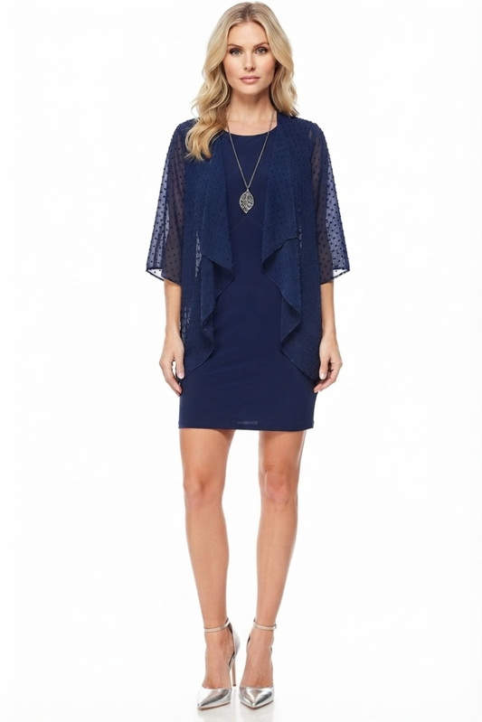 Sandra Darren 3/4 Sleeve Attached Jacket Dress
