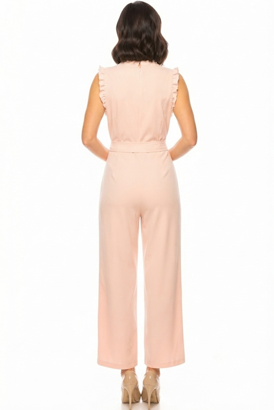Sandra Darren Sleeveless Ruffle Detail Jumpsuit