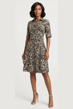 Shelby & Palmer 3/4 Sleeve Print Shirt Dress