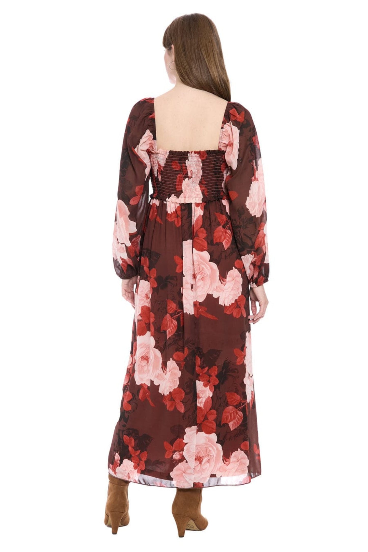 London Times Floral Print Empire Waist Maxi Dress