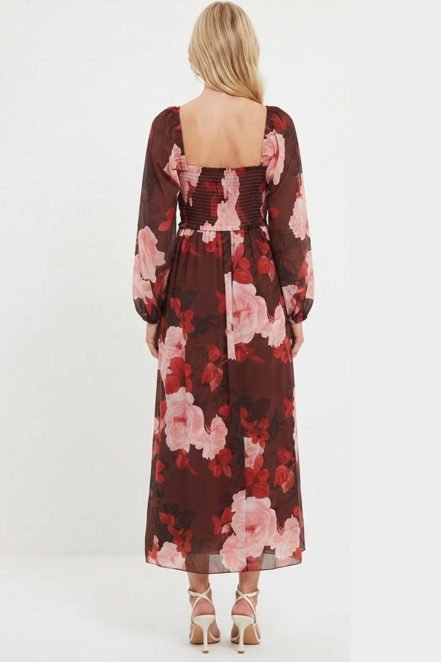 London Times Floral Print Empire Waist Maxi Dress