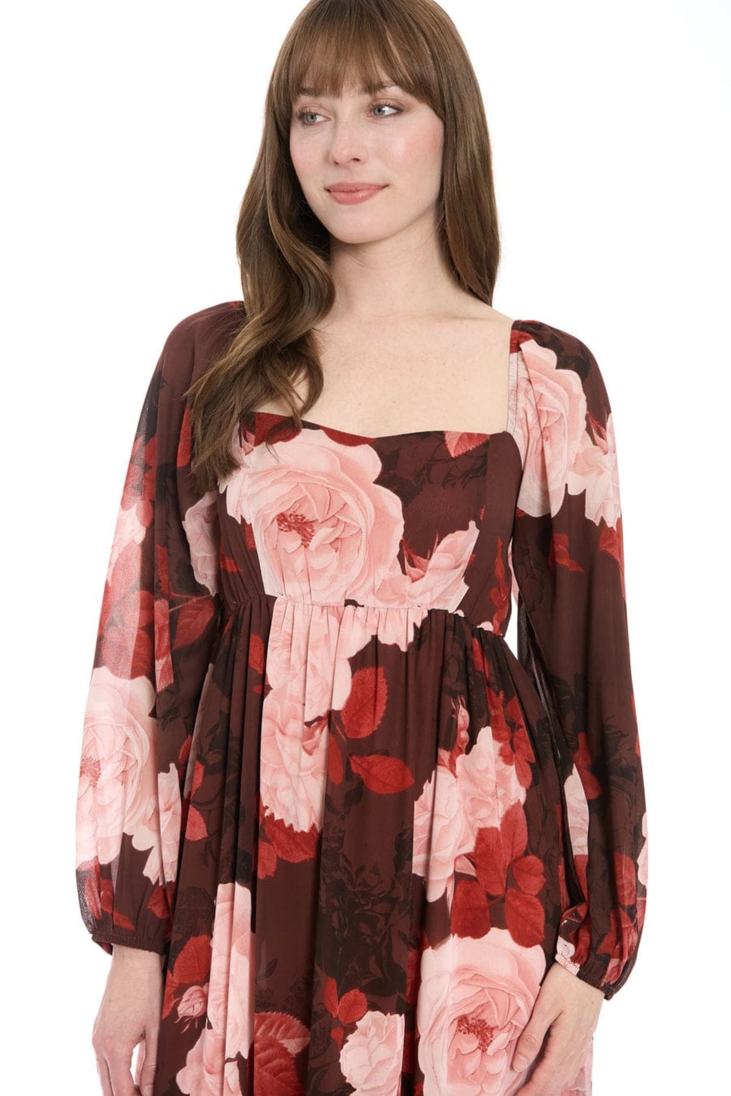 London Times Floral Print Empire Waist Maxi Dress