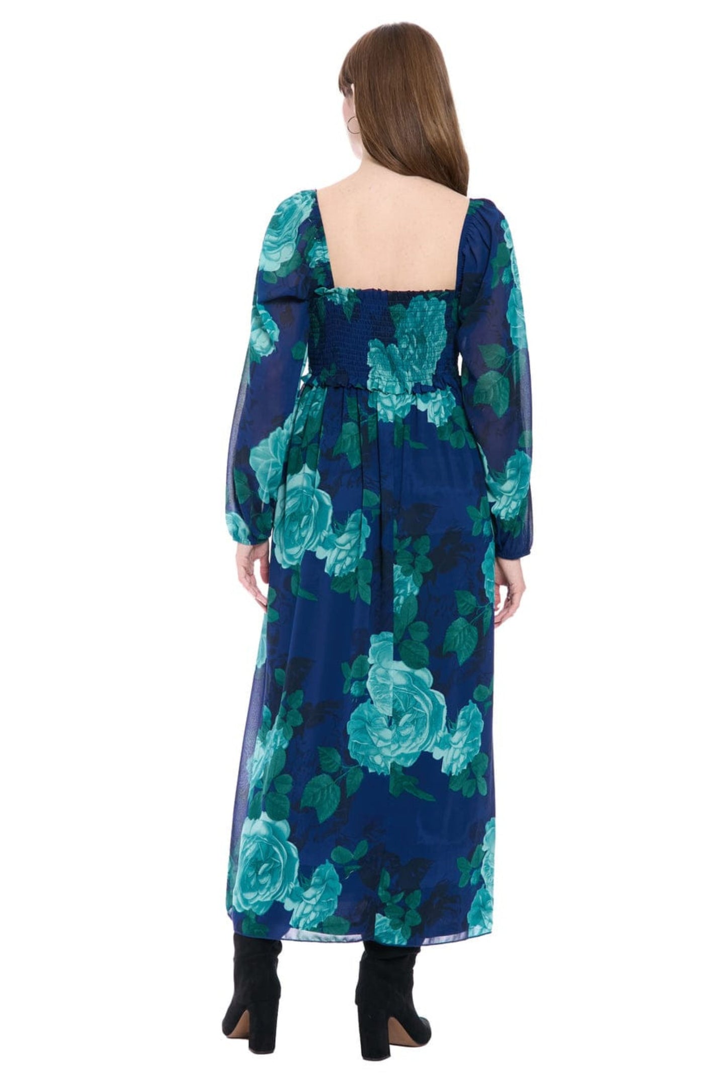 London Times Floral Print Empire Waist Maxi Dress