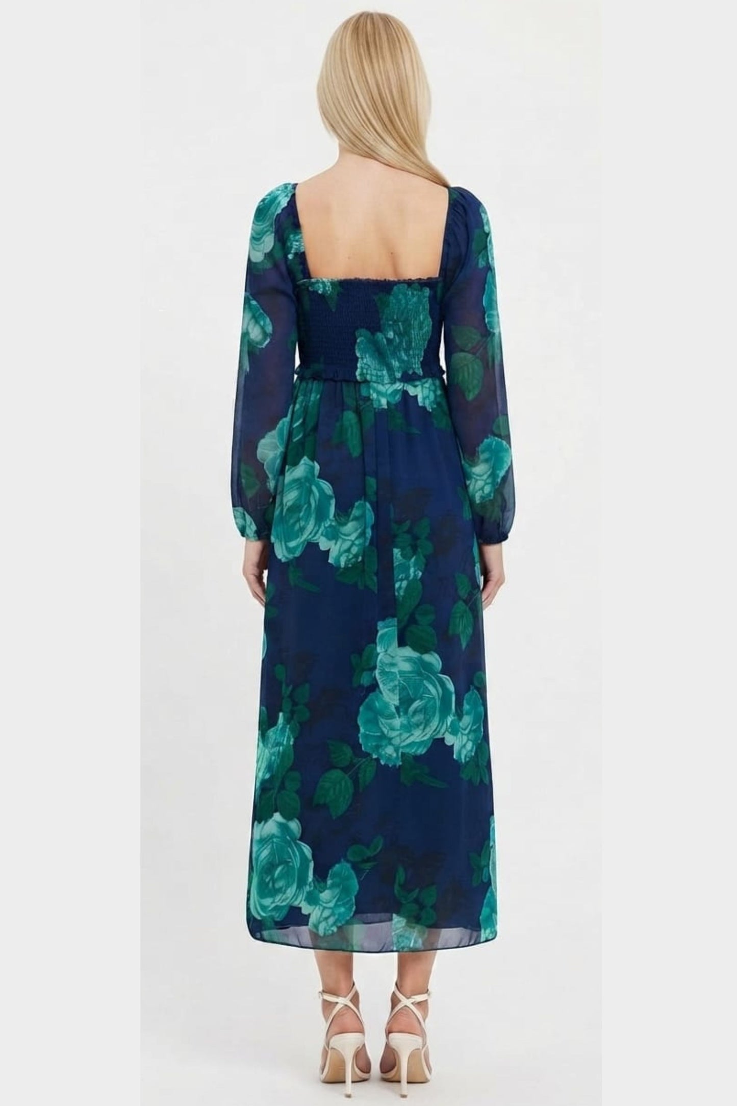 London Times Floral Print Empire Waist Maxi Dress