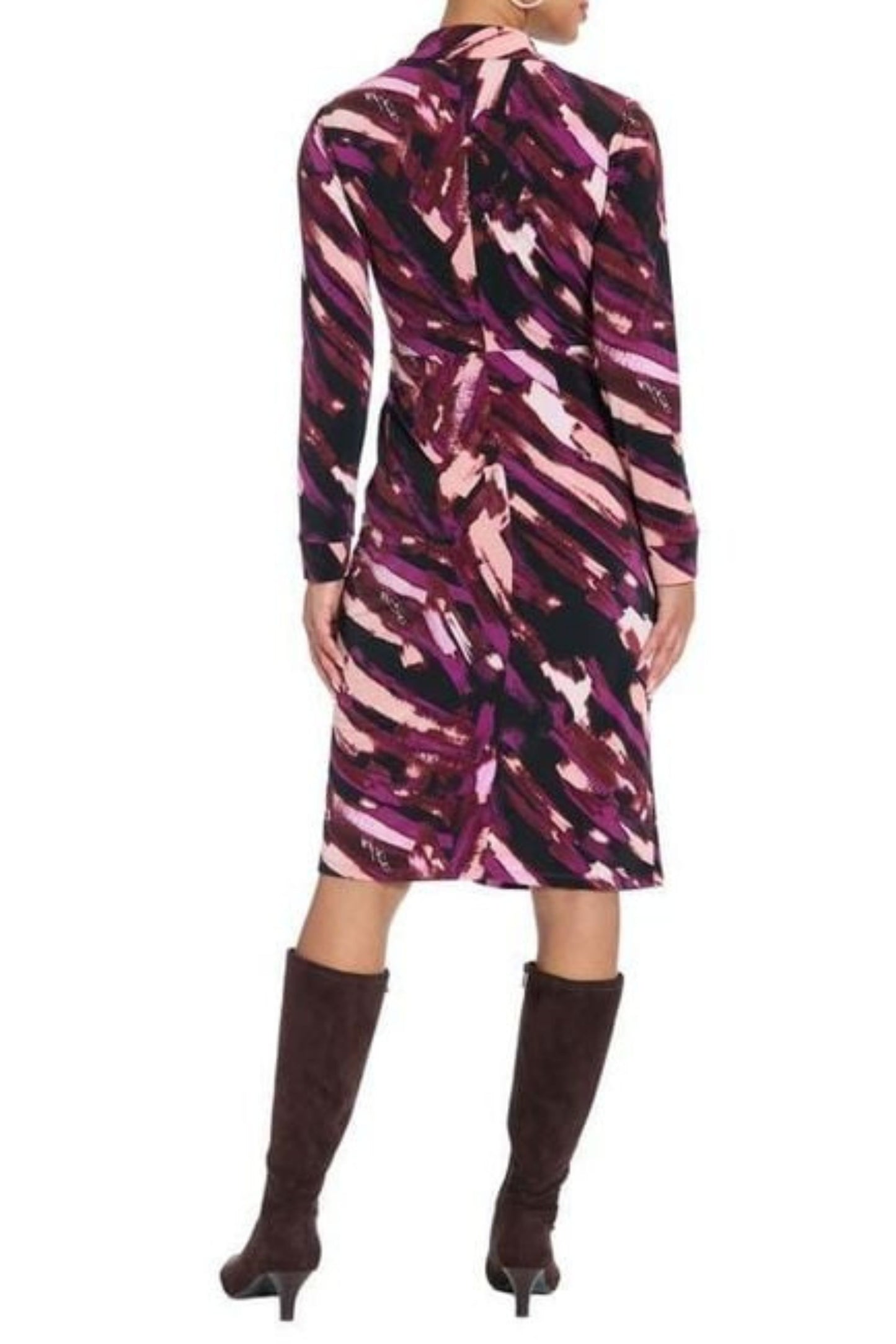 London Times Multi Color Faux Wrap Midi Dress