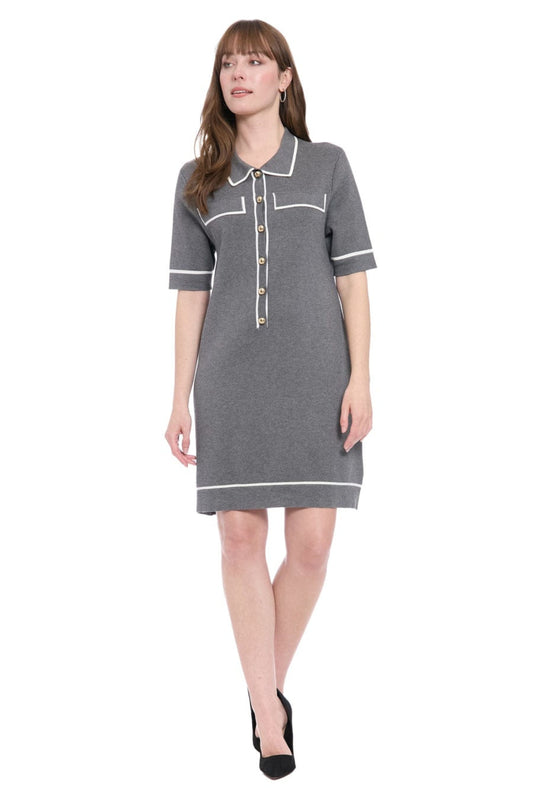London Times Short Sleeve Sheath Sweater Dress