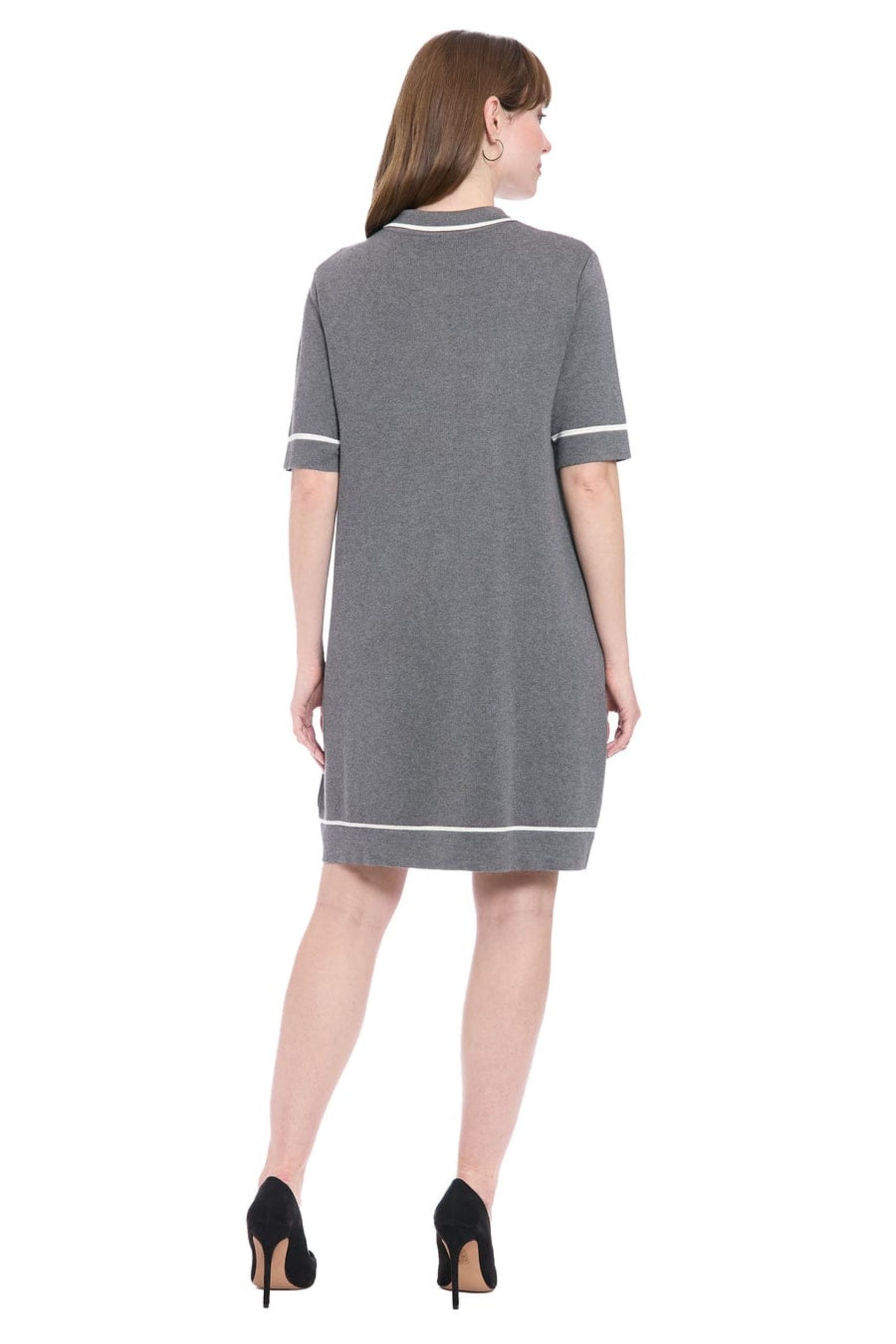 London Times Short Sleeve Sheath Sweater Dress