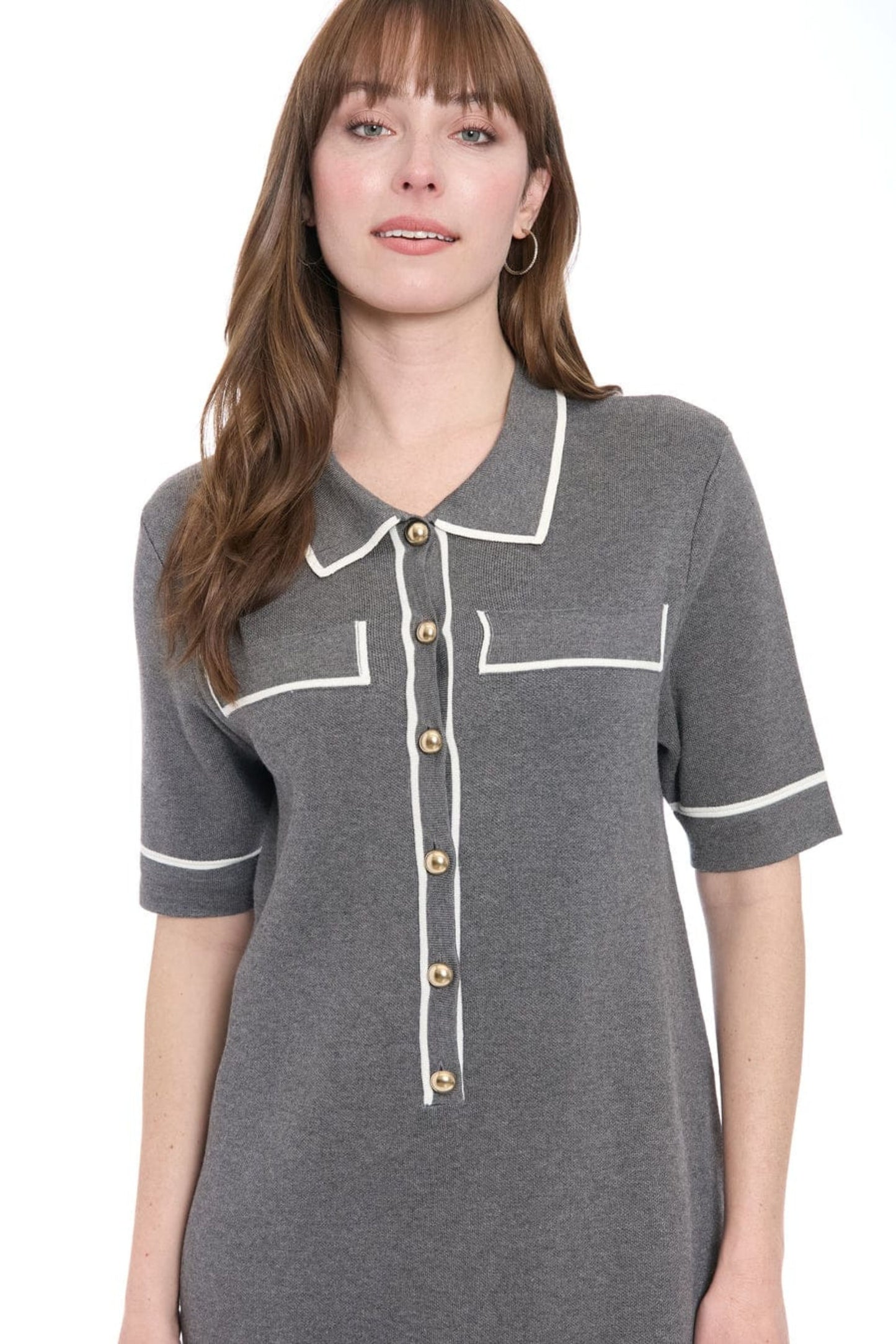 London Times Short Sleeve Sheath Sweater Dress