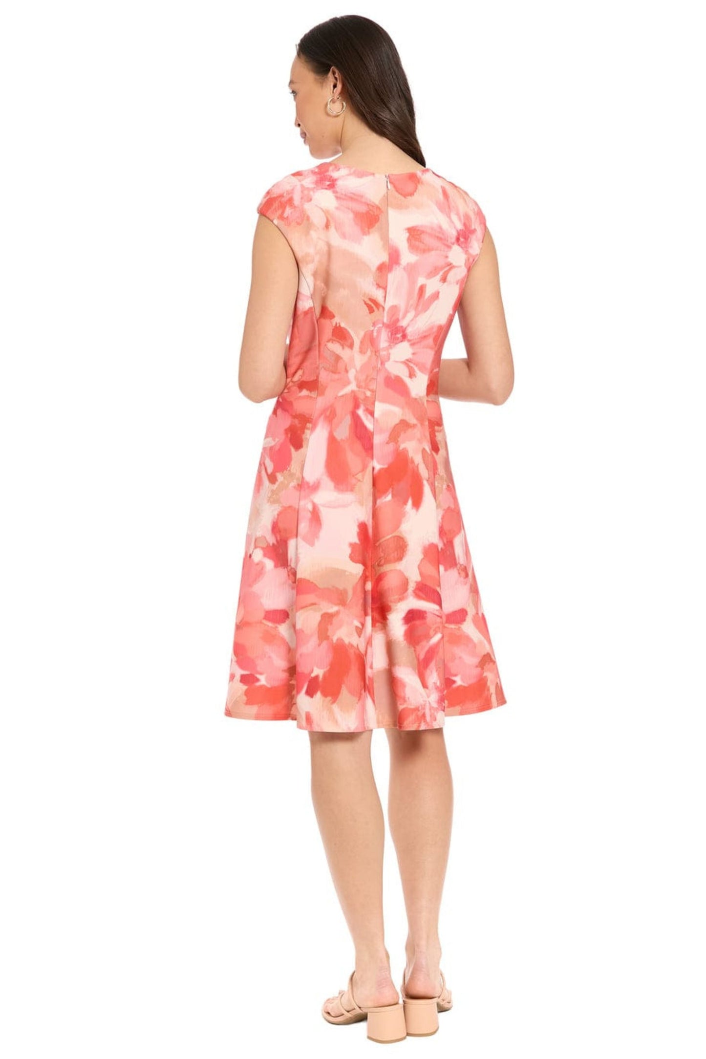 London Times Floral Fit-and-Flare Dress