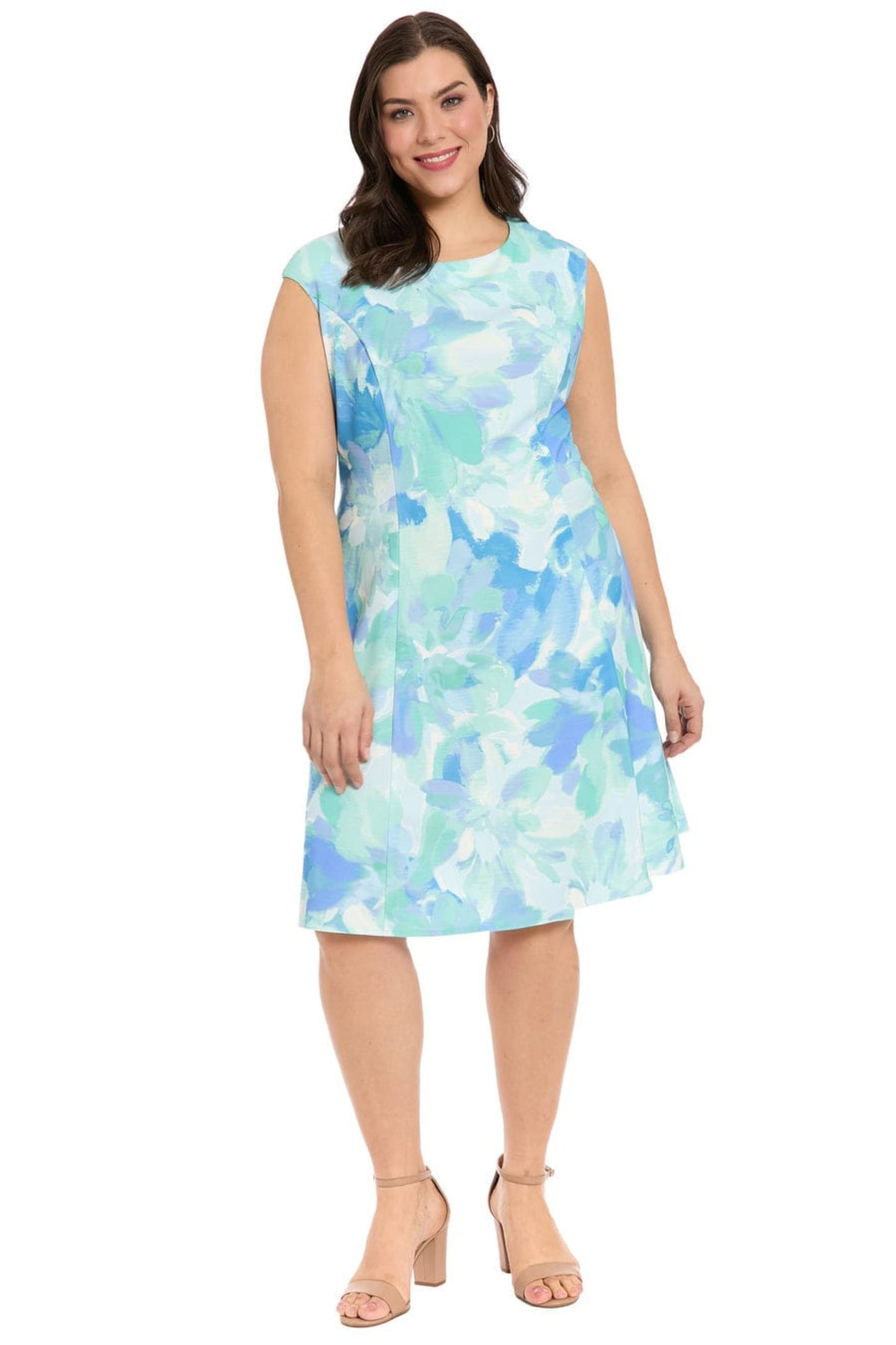 London Times Floral Fit-and-Flare Dress