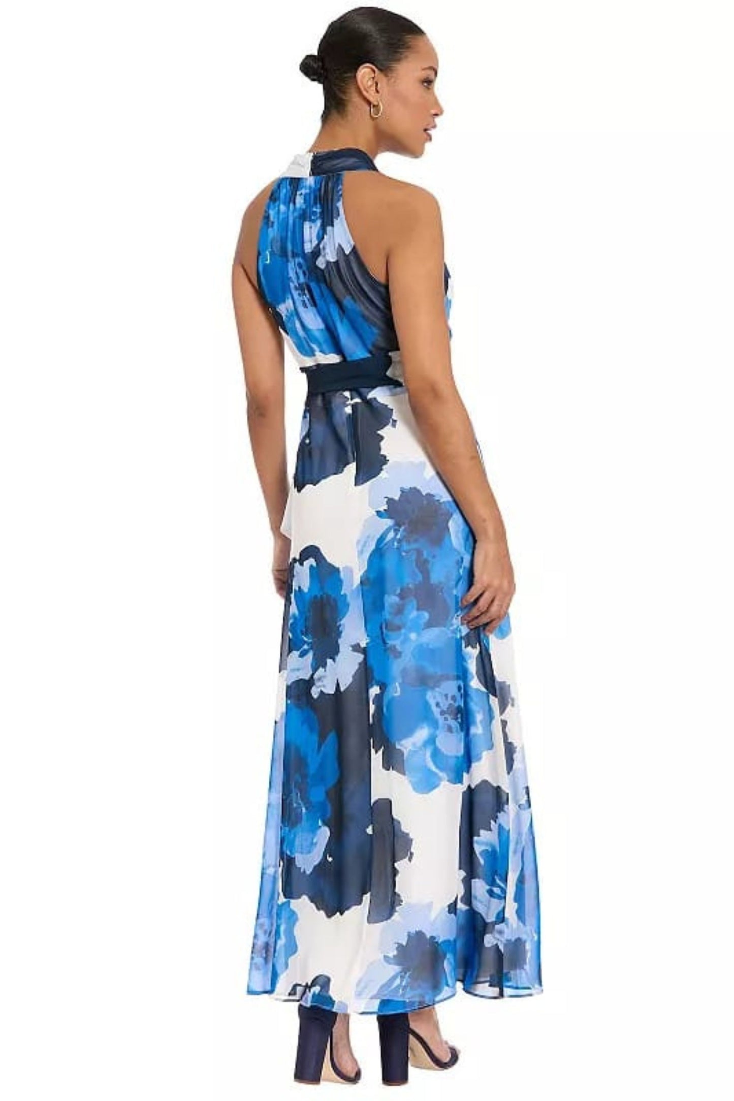 London Times Floral Ruffled Faux-Wrap Maxi Dress