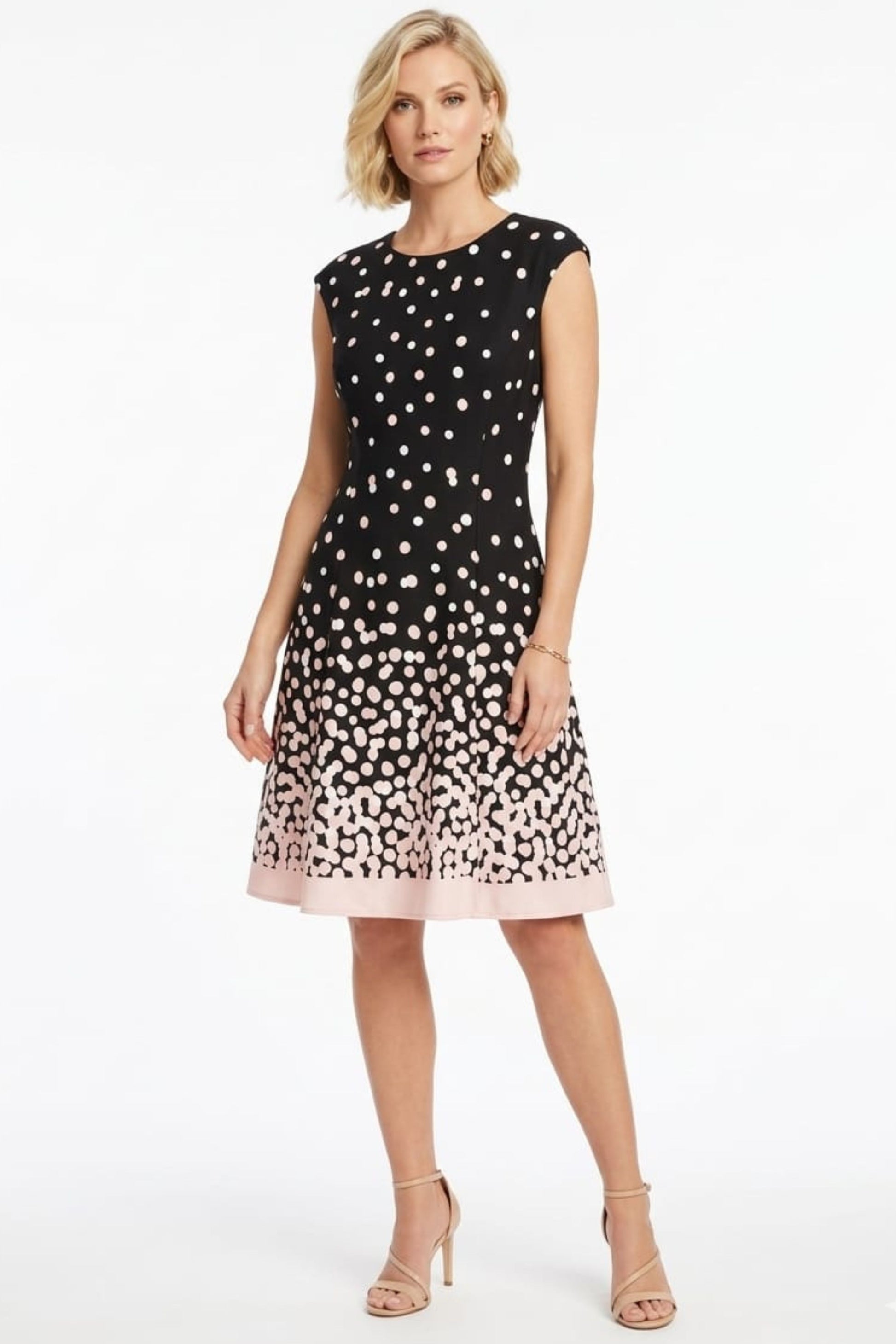 London Times Cap Sleeve Polkadot A-Line Dress – New Yorker's Apparel