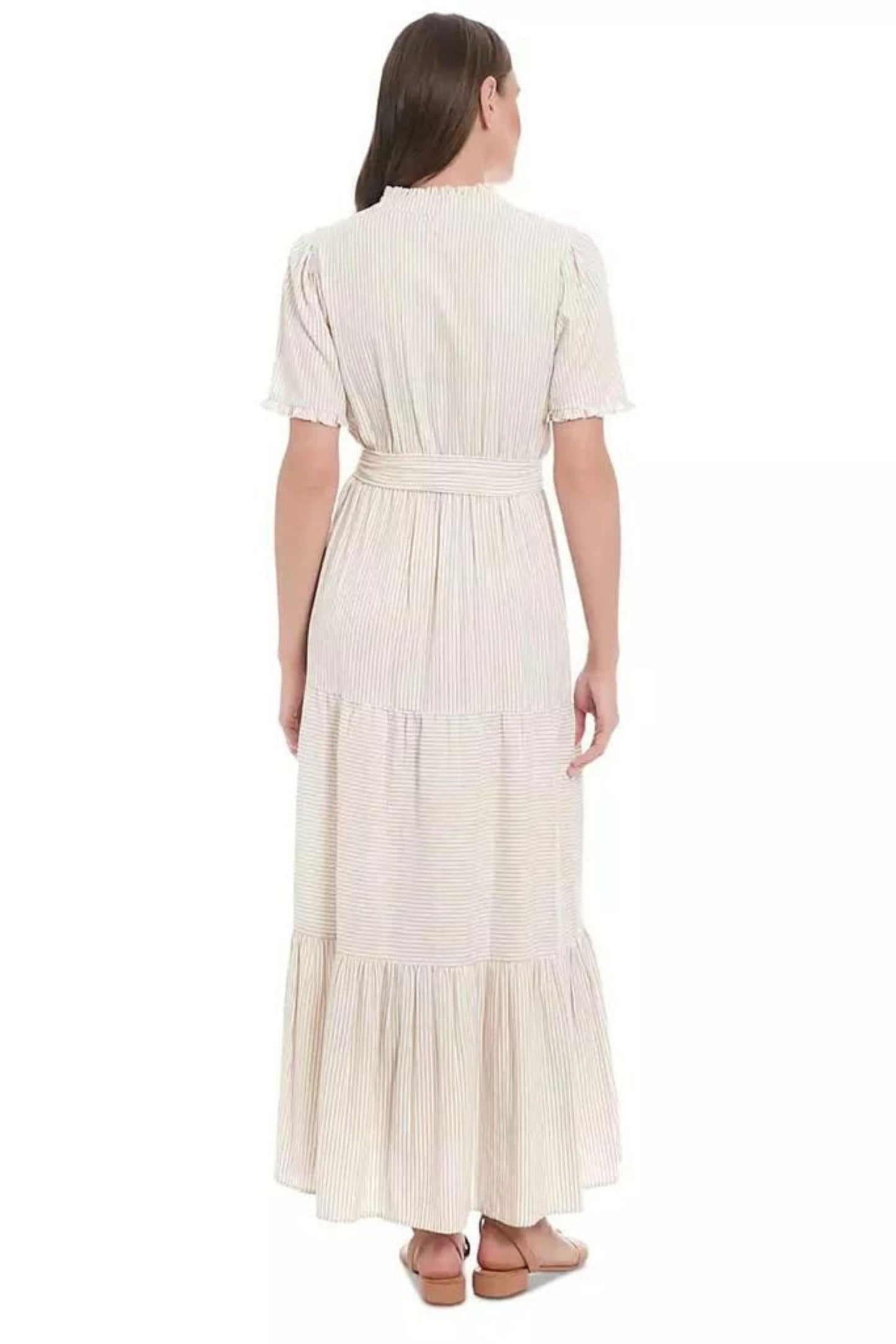 London Times Stripe Tiered Maxi Dress