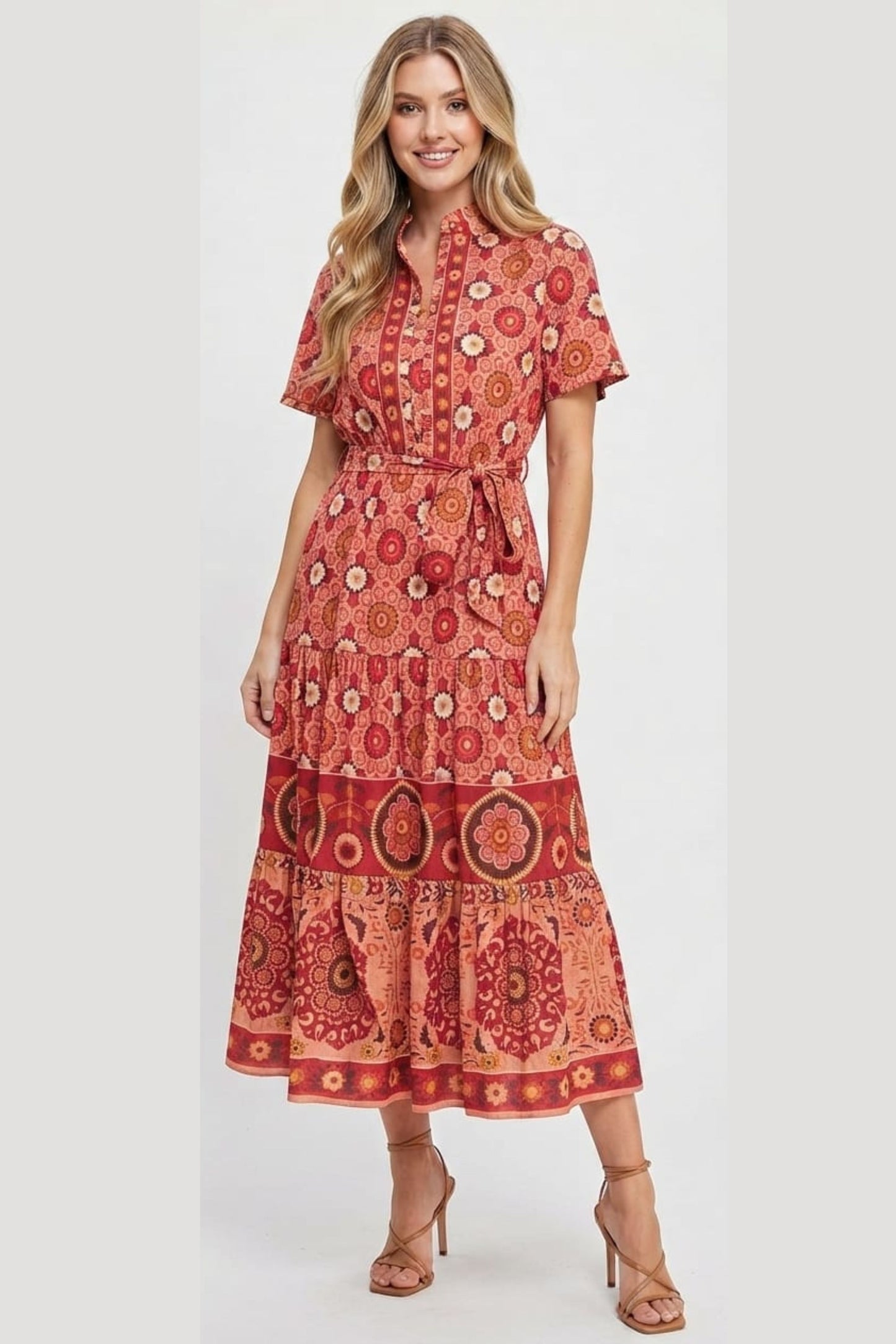 London Times Floral Print A-Line Maxi Dress