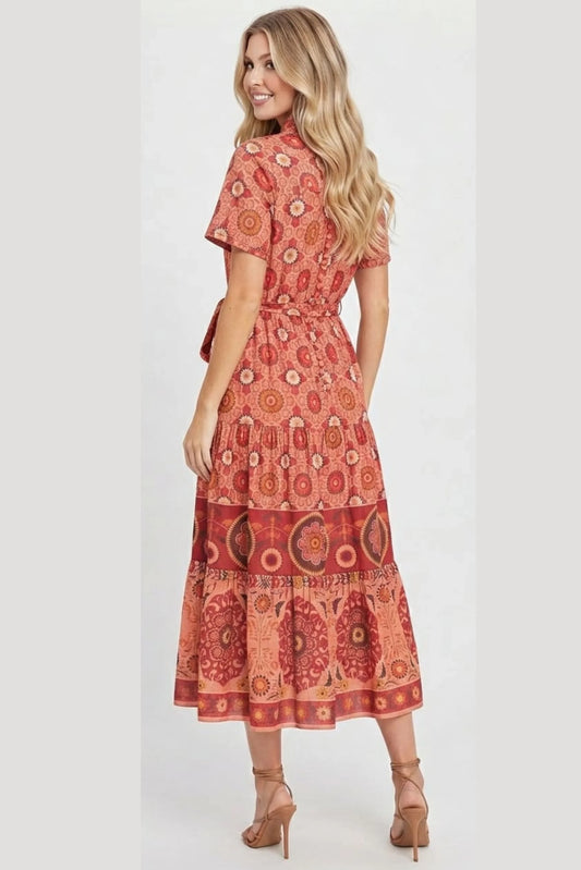 London Times Floral Print A-Line Maxi Dress
