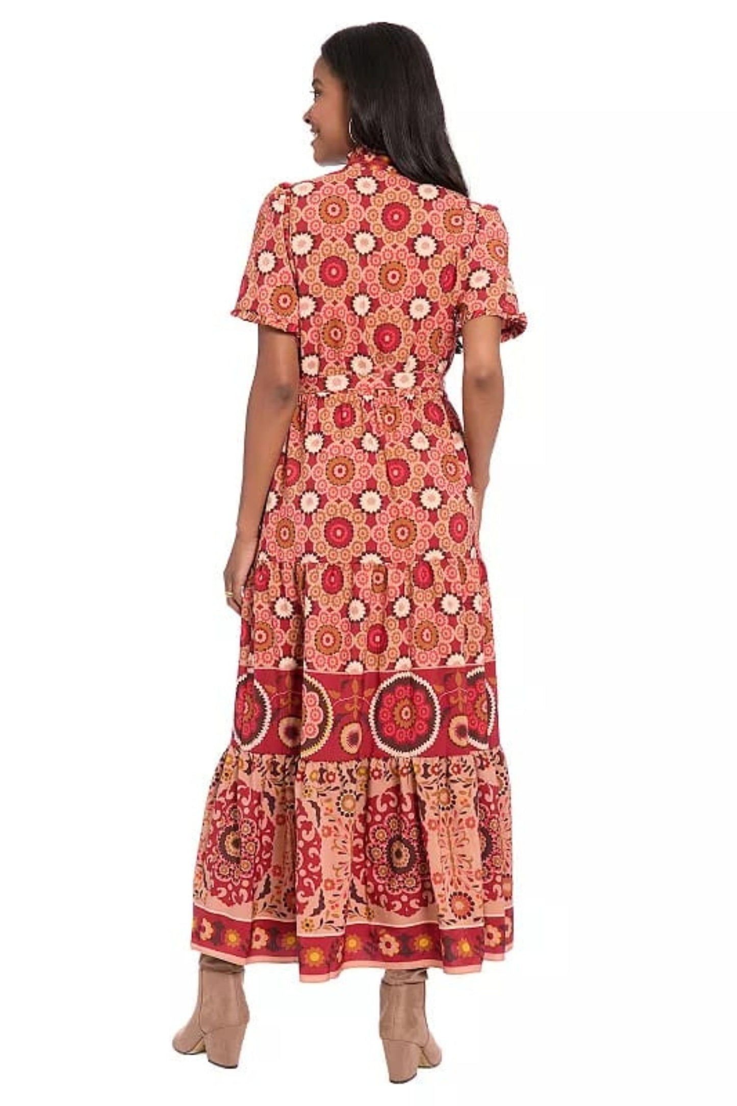 London Times Floral Print A-Line Maxi Dress