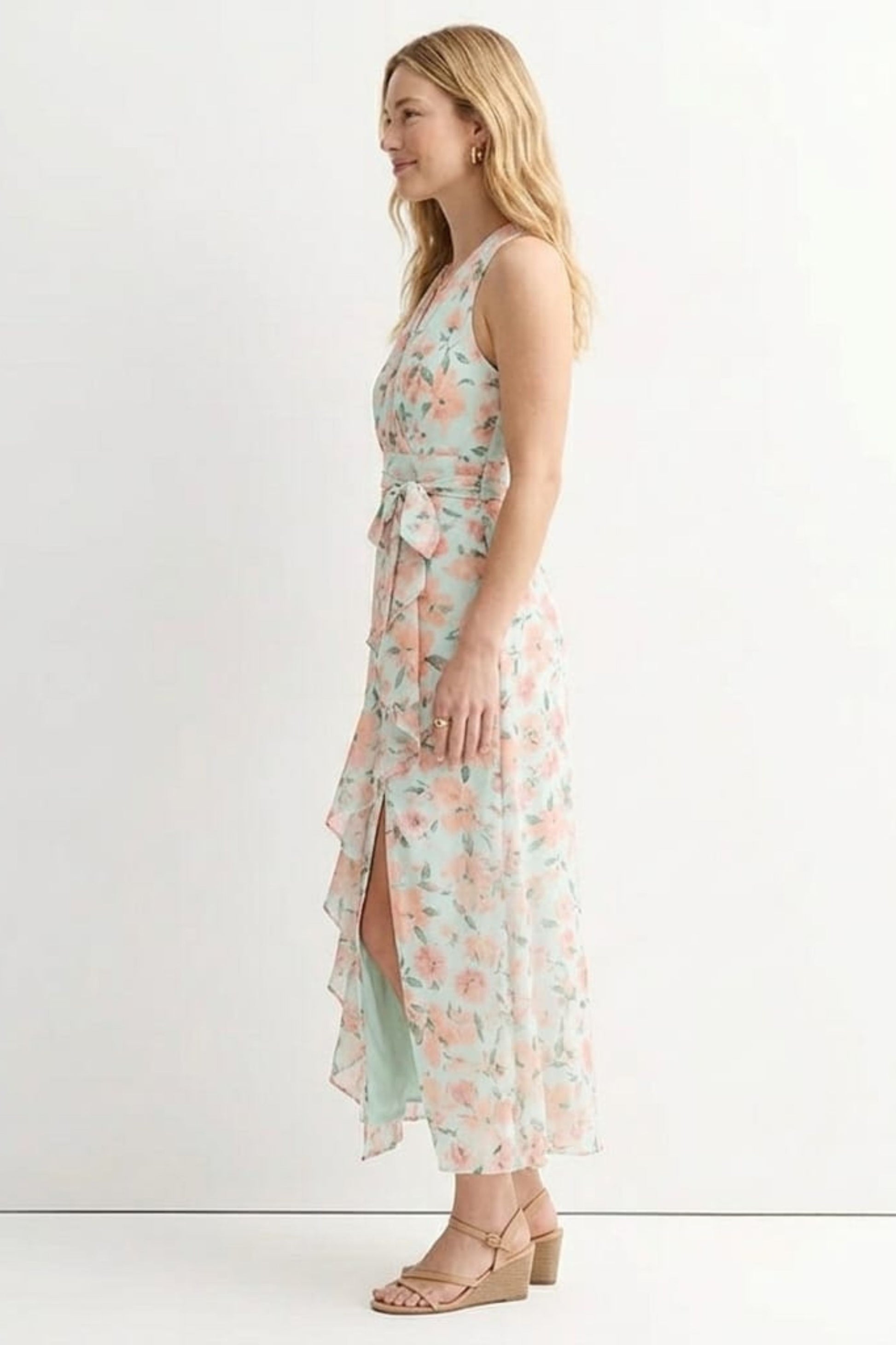 london times maxi dress Women's Collared - Black/Cream The sleeveless cut keeps the look light and airy London Times Side Tie Maxi