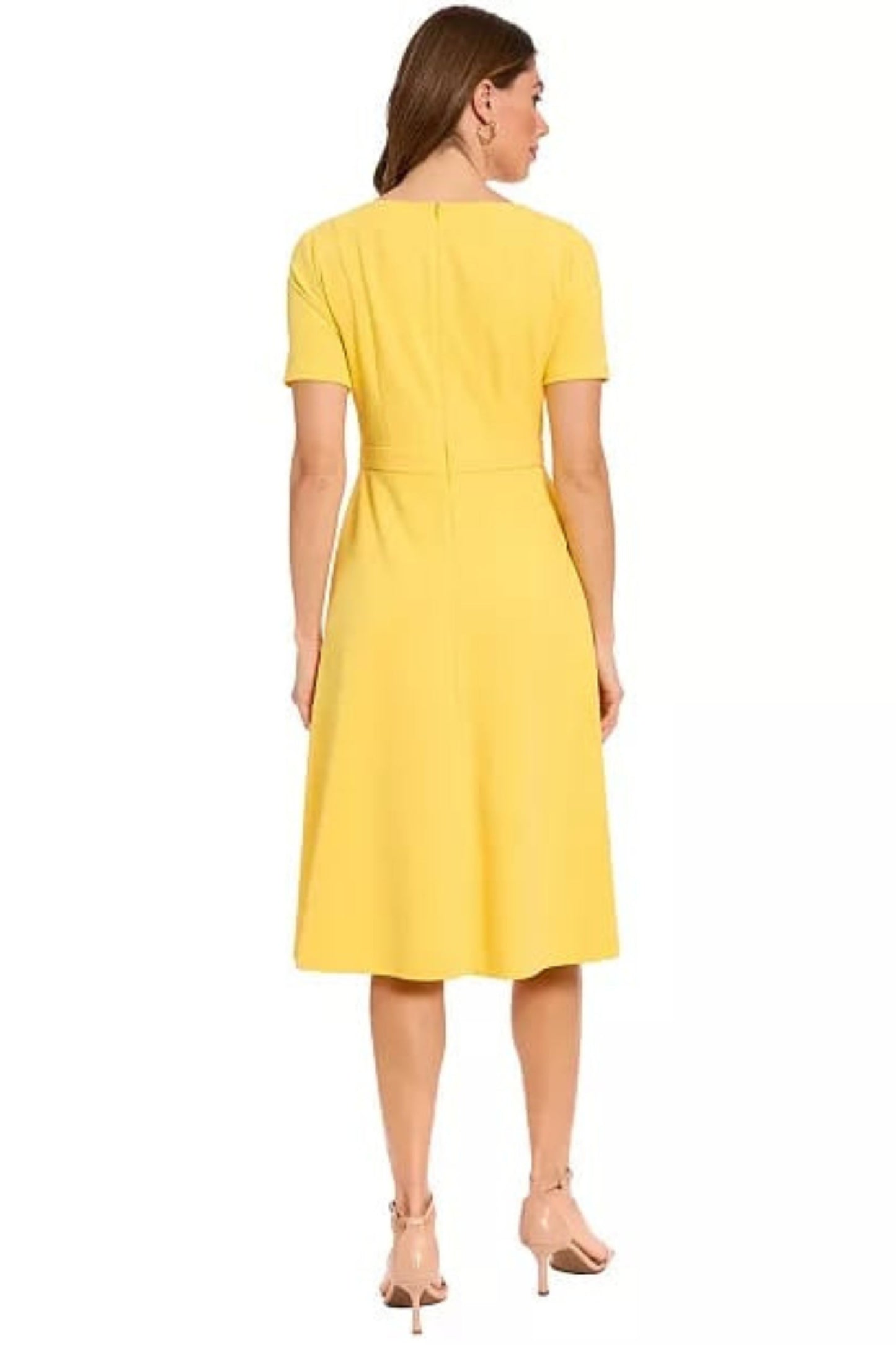 London Times Bow Neck Short Sleeve A-Line Dress