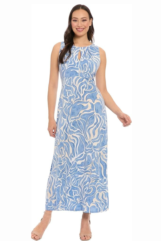 London Times Jacquard Tiered Maxi Shirt-Dress