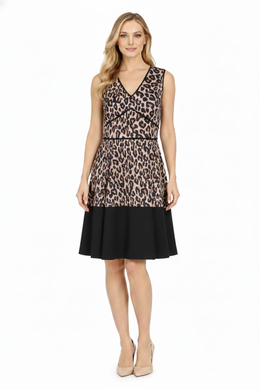 Taylor V Neck Leopard Print A-Line Dress