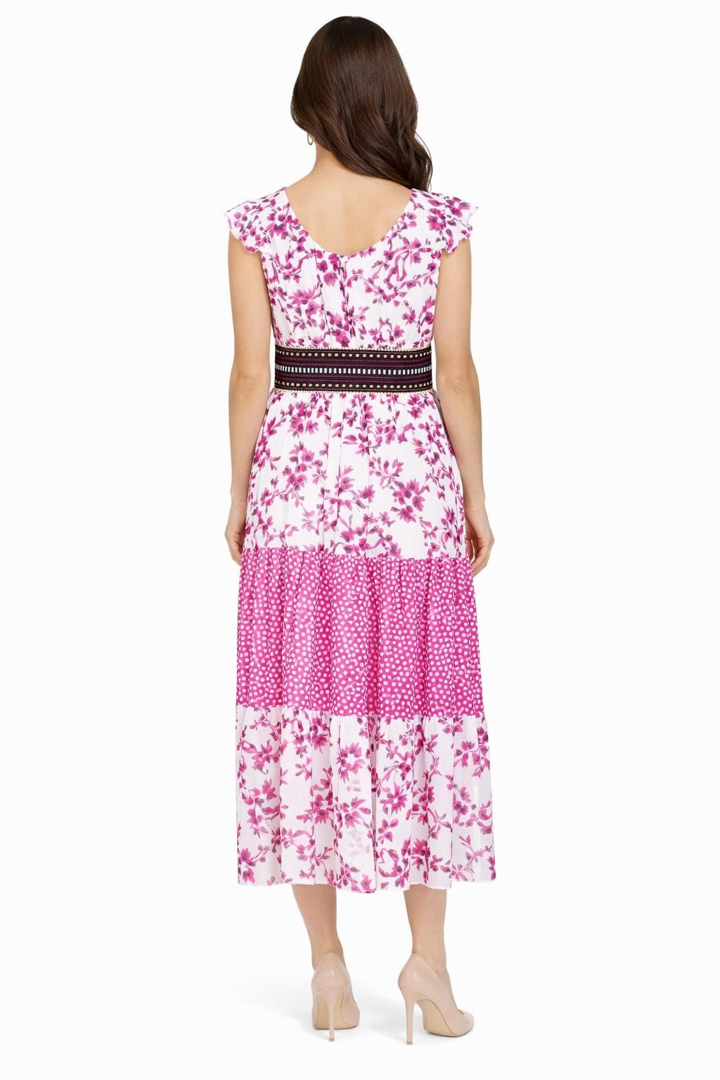 Taylor V Neck Chiffon Printed Midi  Dress